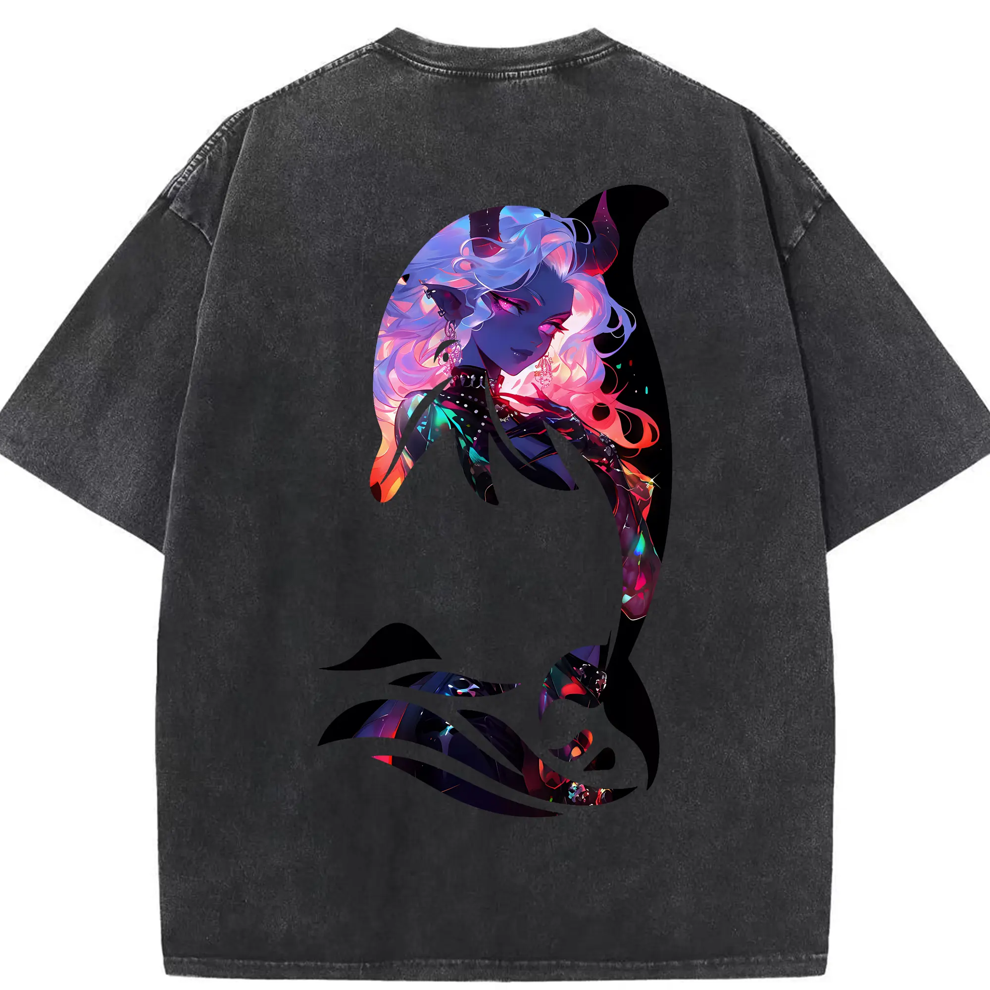 葬送のフリーレン（Frieren） グッズ,アウラ（Aura） - 綿100％ ヴィンテージ風 半袖Tシャツ ・ 背面プリント ・ 柔らか肌触り ・ 通気性 快適 ・ スポーツ カジュアル 外出用