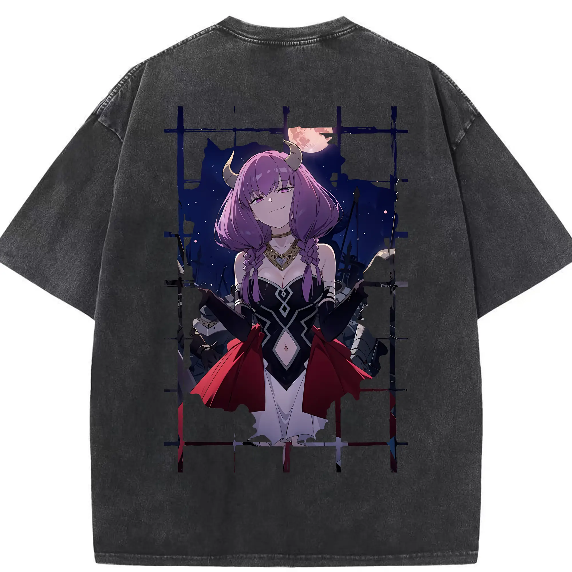 葬送のフリーレン（Frieren） グッズ,アウラ（Aura） - 綿100％ ヴィンテージ風 半袖Tシャツ ・ 背面プリント ・ 柔らか肌触り ・ 通気性 快適 ・ スポーツ カジュアル 外出用