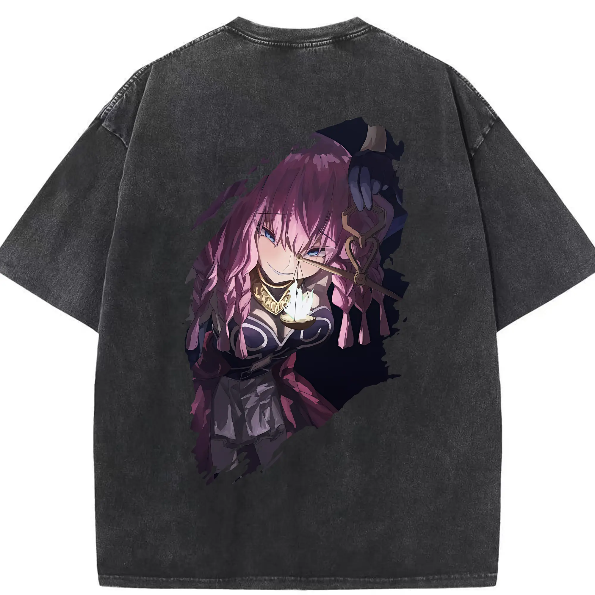 葬送のフリーレン（Frieren） グッズ,アウラ（Aura） - 綿100％ ヴィンテージ風 半袖Tシャツ ・ 背面プリント ・ 柔らか肌触り ・ 通気性 快適 ・ スポーツ カジュアル 外出用