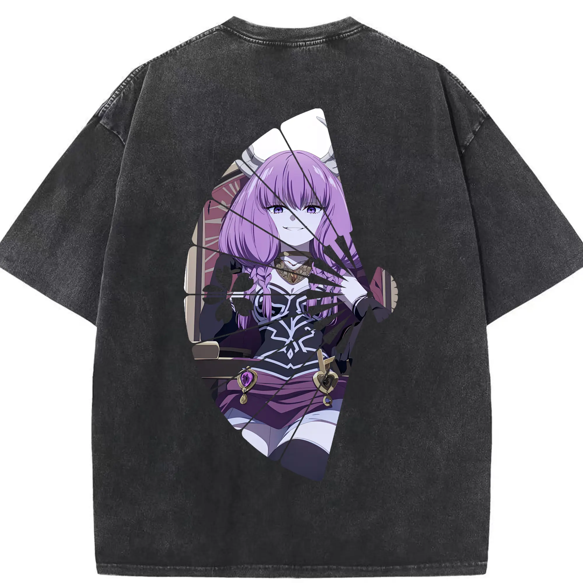 葬送のフリーレン（Frieren） グッズ,アウラ（Aura） - 綿100％ ヴィンテージ風 半袖Tシャツ ・ 背面プリント ・ 柔らか肌触り ・ 通気性 快適 ・ スポーツ カジュアル 外出用