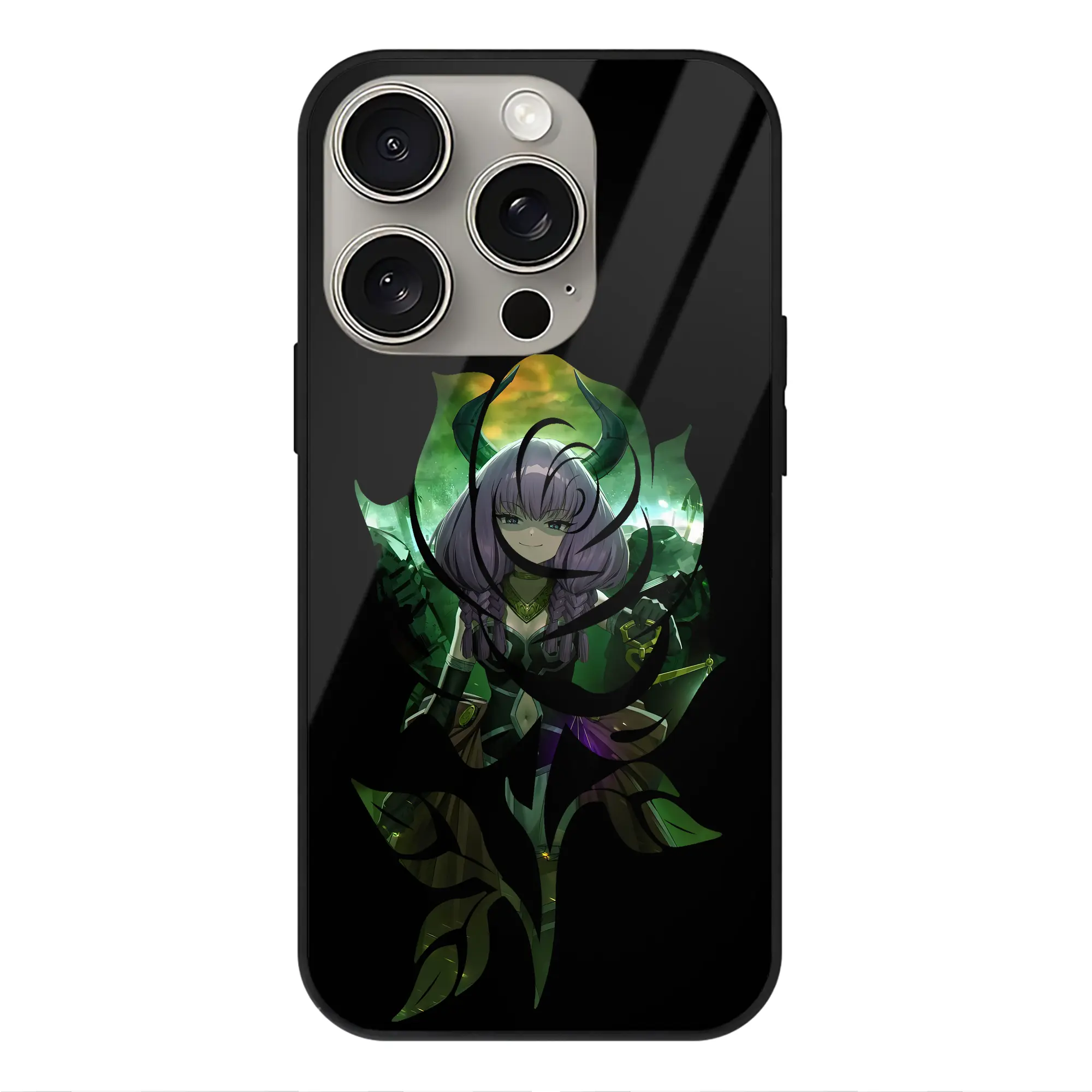 葬送のフリーレン（Frieren） グッズ,アウラ（Aura） - IPhone15Pro対応 ・ スマホケース ・ 背面ガラス ・ TPU+強化ガラス ・ 耐衝撃 ・ 黄変防止 ・ ワイヤレス充電対応 ・ 3D立体ボタン