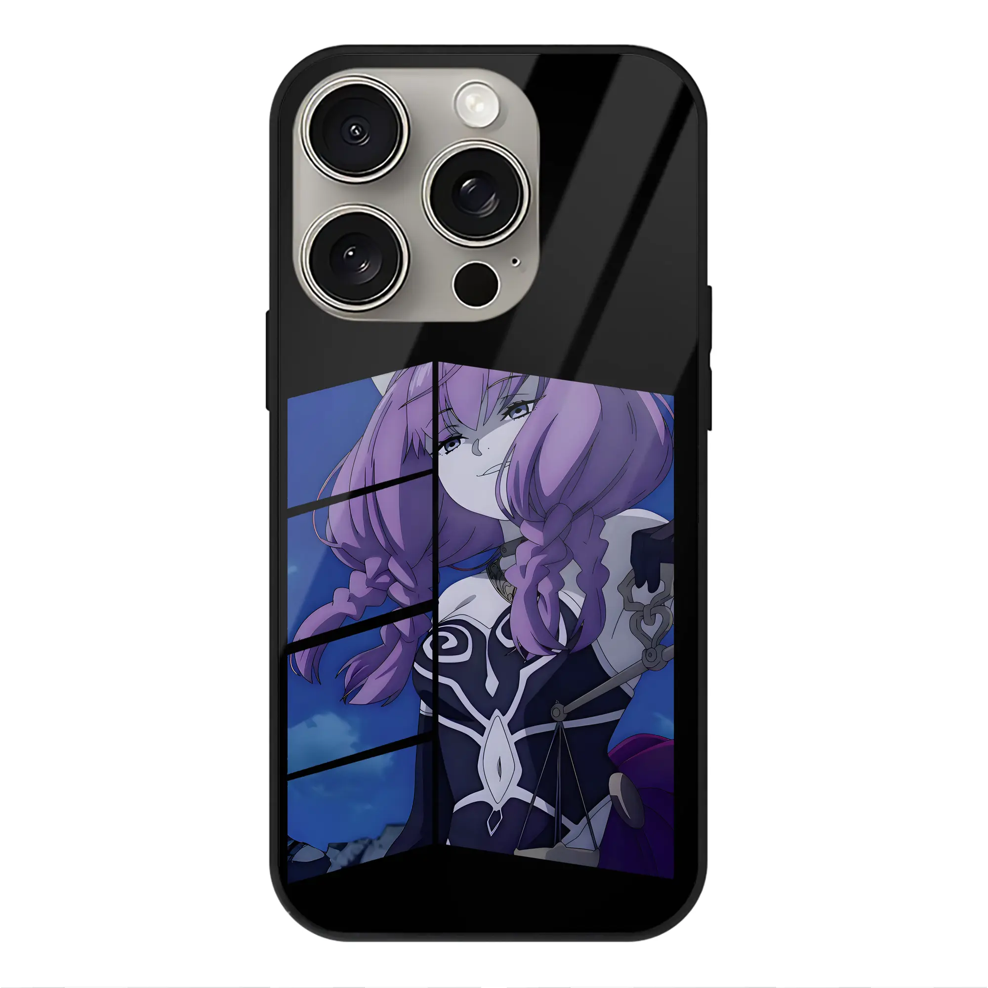 葬送のフリーレン（Frieren） グッズ,アウラ（Aura） - IPhone15Pro対応 ・ スマホケース ・ 背面ガラス ・ TPU+強化ガラス ・ 耐衝撃 ・ 黄変防止 ・ ワイヤレス充電対応 ・ 3D立体ボタン