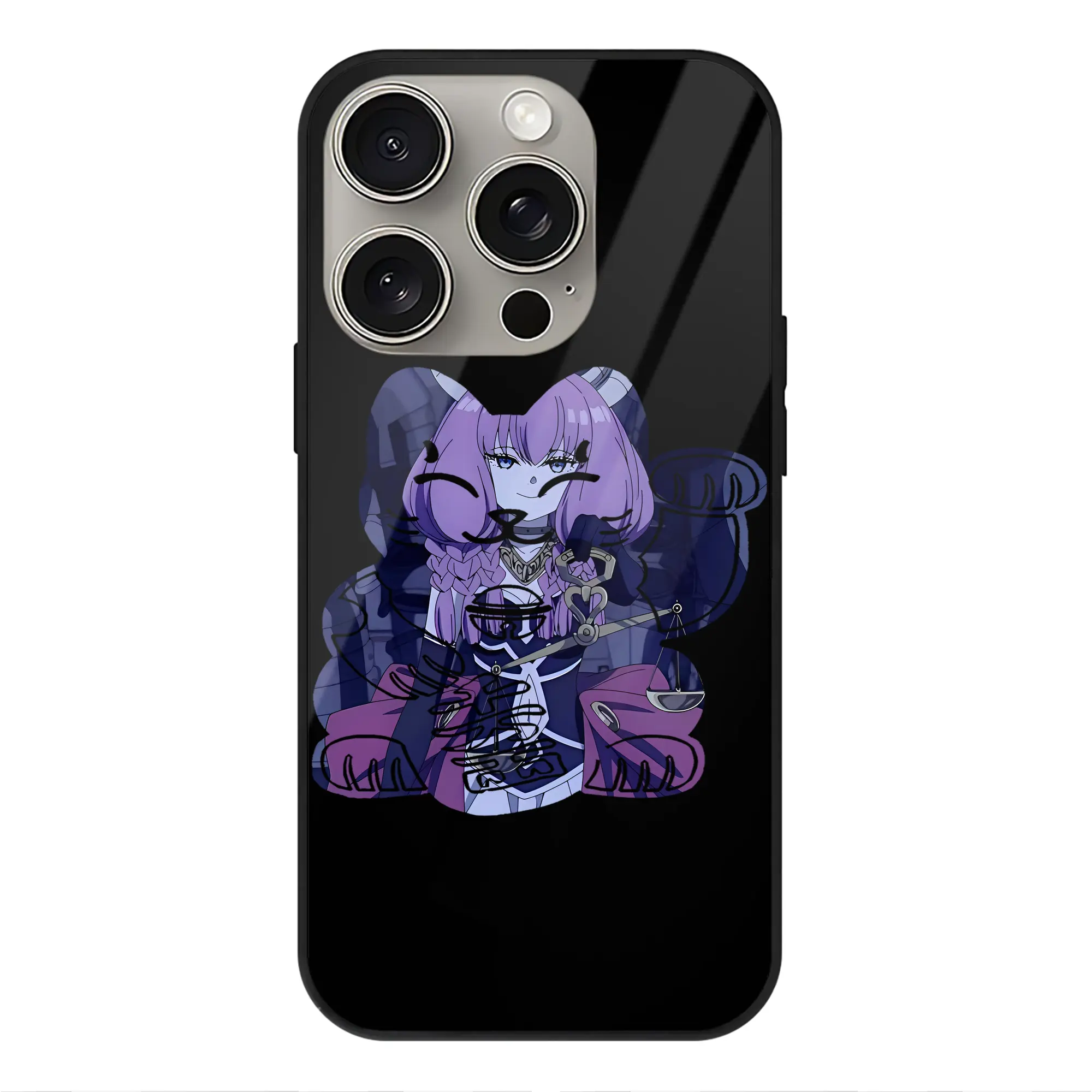 葬送のフリーレン（Frieren） グッズ,アウラ（Aura） - IPhone15Pro対応 ・ スマホケース ・ 背面ガラス ・ TPU+強化ガラス ・ 耐衝撃 ・ 黄変防止 ・ ワイヤレス充電対応 ・ 3D立体ボタン