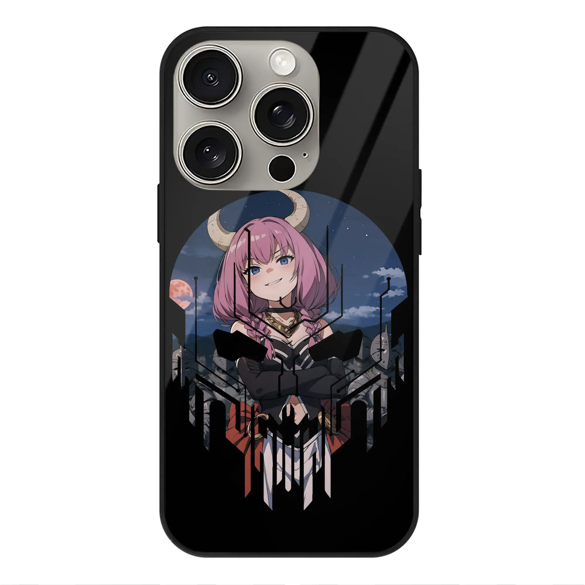 葬送のフリーレン（Frieren） グッズ,アウラ（Aura） - IPhone15Pro対応 ・ スマホケース ・ 背面ガラス ・ TPU+強化ガラス ・ 耐衝撃 ・ 黄変防止 ・ ワイヤレス充電対応 ・ 3D立体ボタン