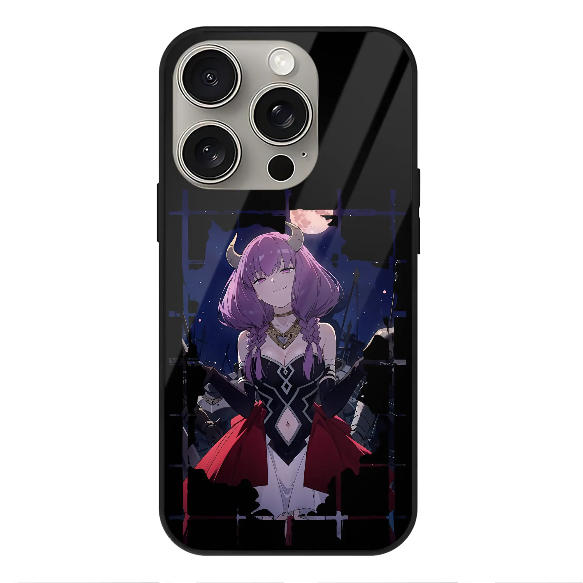 葬送のフリーレン（Frieren） グッズ,アウラ（Aura） - IPhone15Pro対応 ・ スマホケース ・ 背面ガラス ・ TPU+強化ガラス ・ 耐衝撃 ・ 黄変防止 ・ ワイヤレス充電対応 ・ 3D立体ボタン