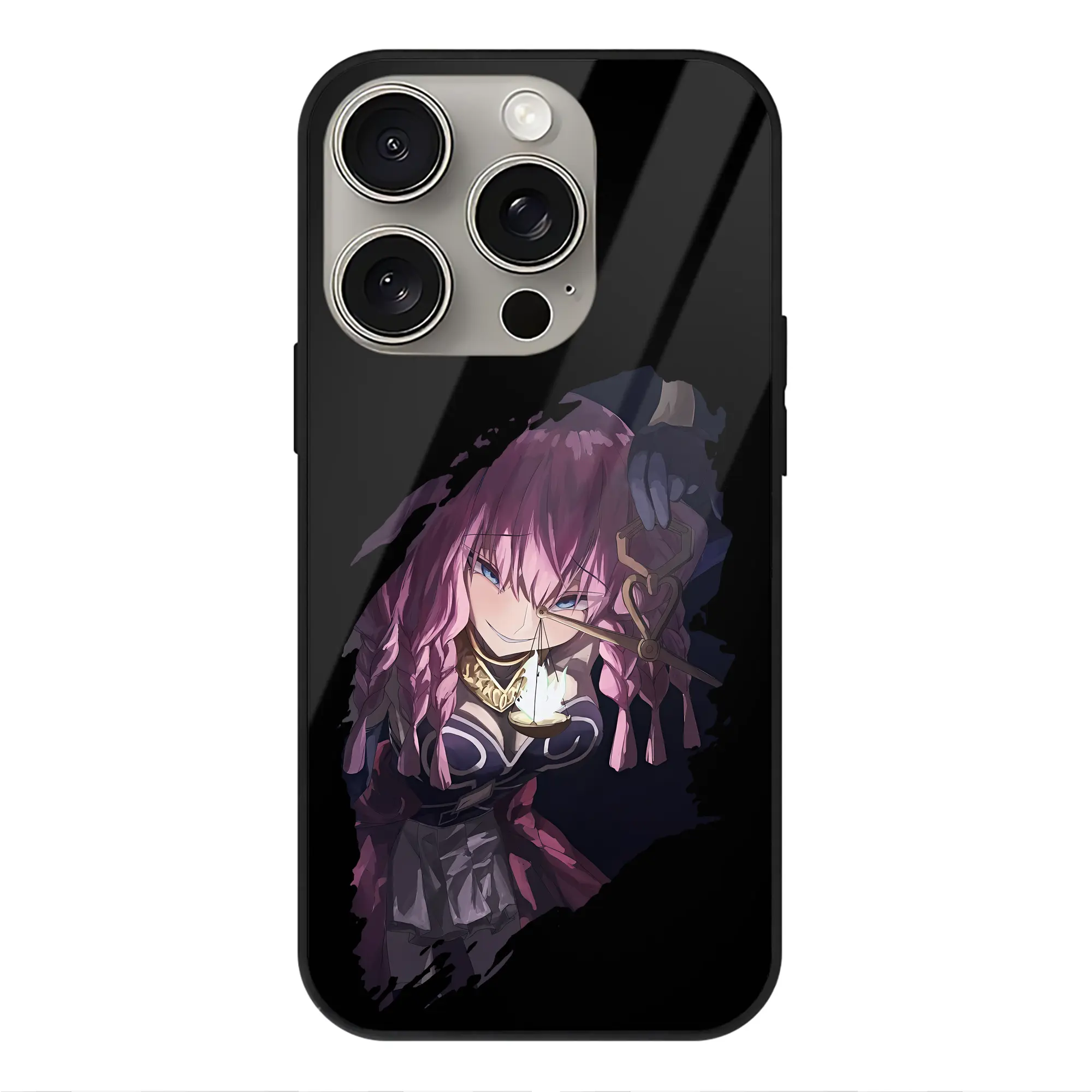 葬送のフリーレン（Frieren） グッズ,アウラ（Aura） - IPhone15Pro対応 ・ スマホケース ・ 背面ガラス ・ TPU+強化ガラス ・ 耐衝撃 ・ 黄変防止 ・ ワイヤレス充電対応 ・ 3D立体ボタン