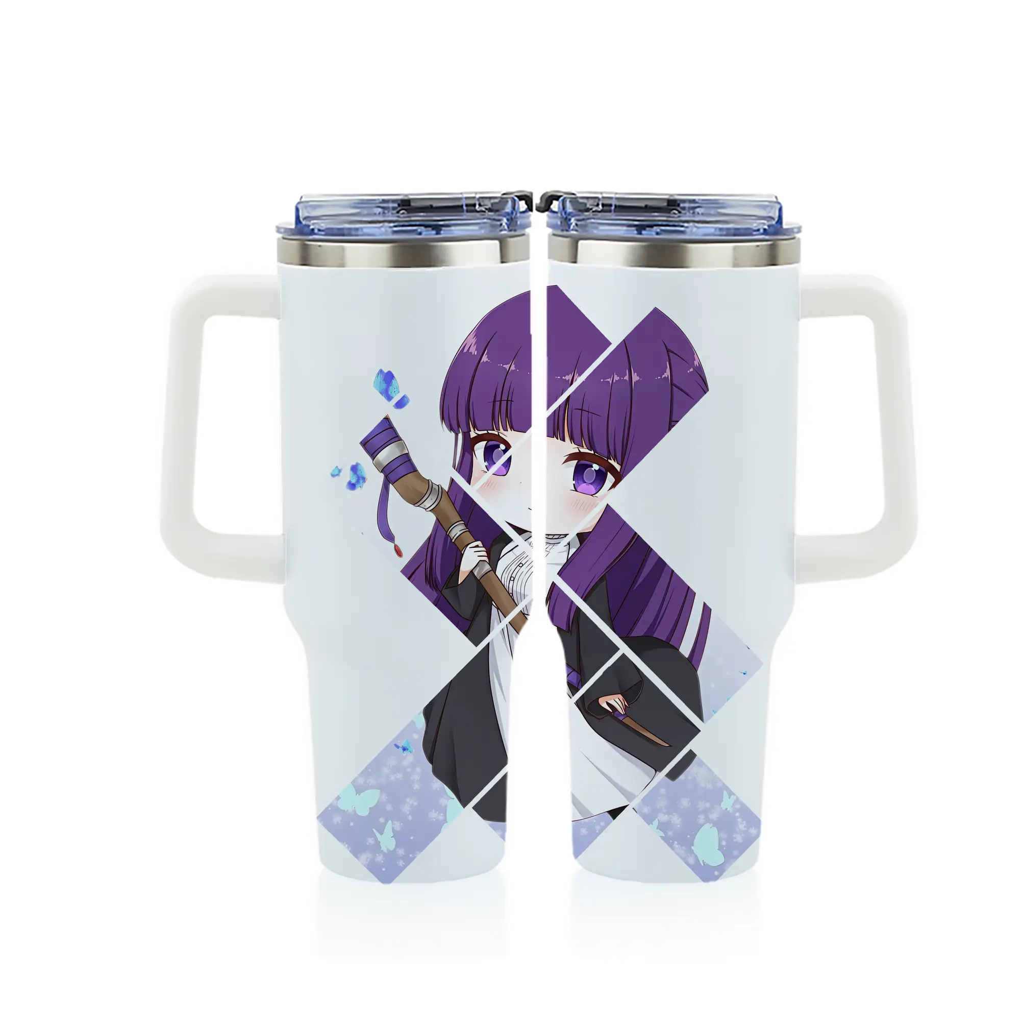 葬送のフリーレン（Frieren） グッズ,フェルン（Fern） - 1200mL フルプリント車用タンブラー ・ 304ステンレス 内側 ・ 201ステンレス 外側 ・ 保温 保冷 ・ 通勤 ドライブ アウトドア用