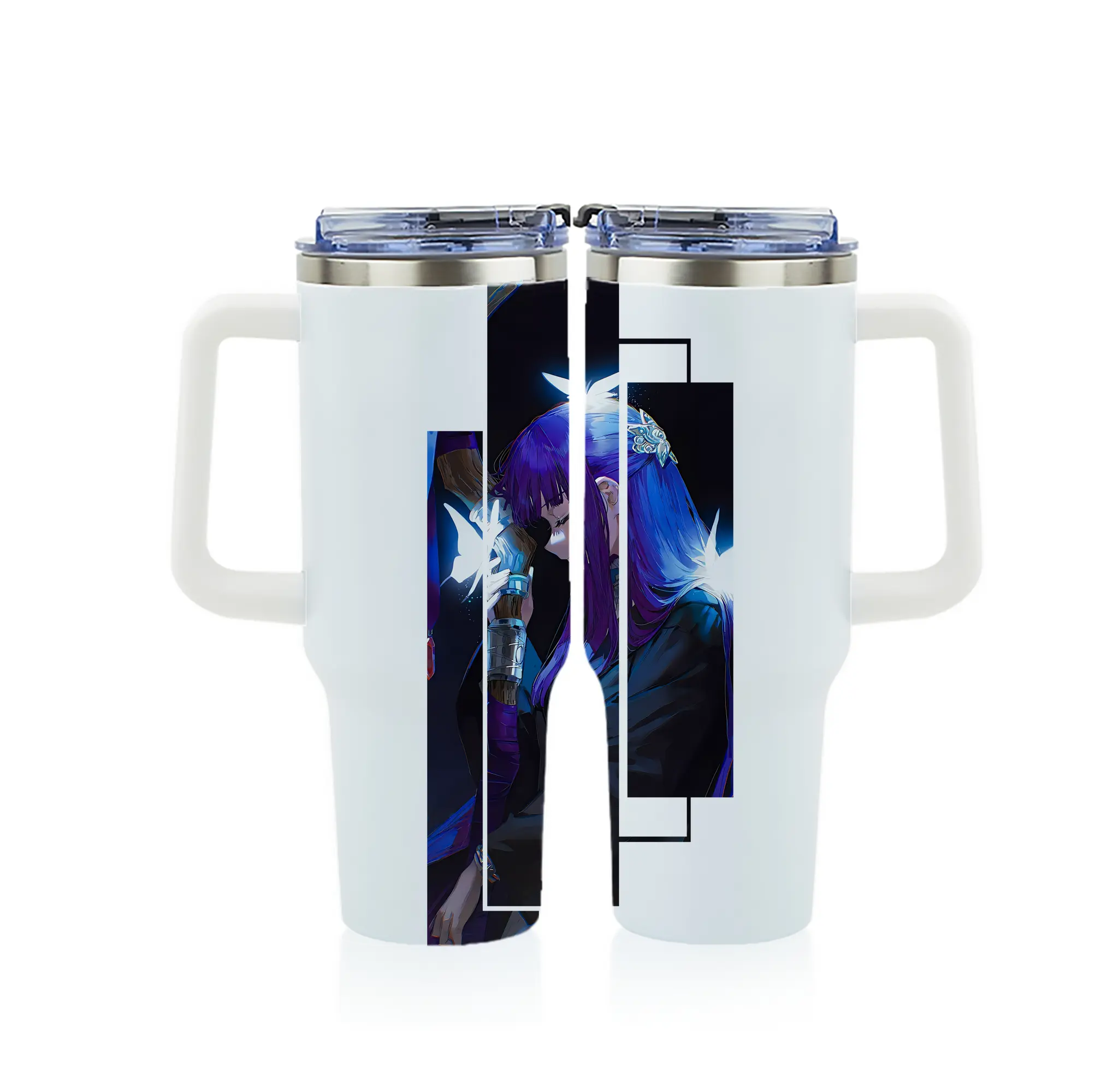 葬送のフリーレン（Frieren） グッズ,フェルン（Fern） - 1200mL フルプリント車用タンブラー ・ 304ステンレス 内側 ・ 201ステンレス 外側 ・ 保温 保冷 ・ 通勤 ドライブ アウトドア用