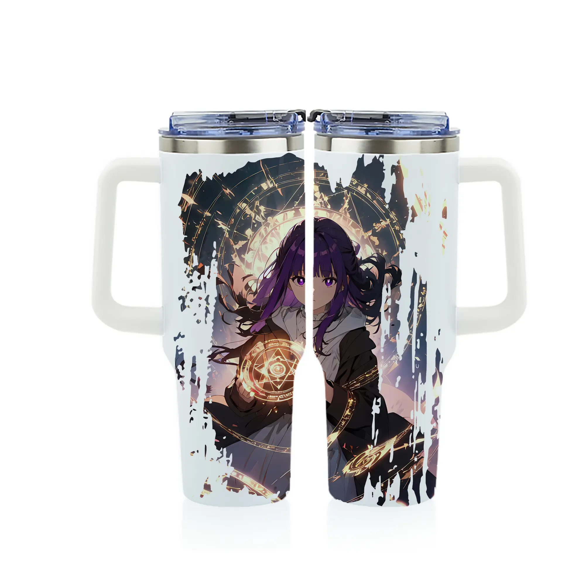 葬送のフリーレン（Frieren） グッズ,フェルン（Fern） - 1200mL フルプリント車用タンブラー ・ 304ステンレス 内側 ・ 201ステンレス 外側 ・ 保温 保冷 ・ 通勤 ドライブ アウトドア用