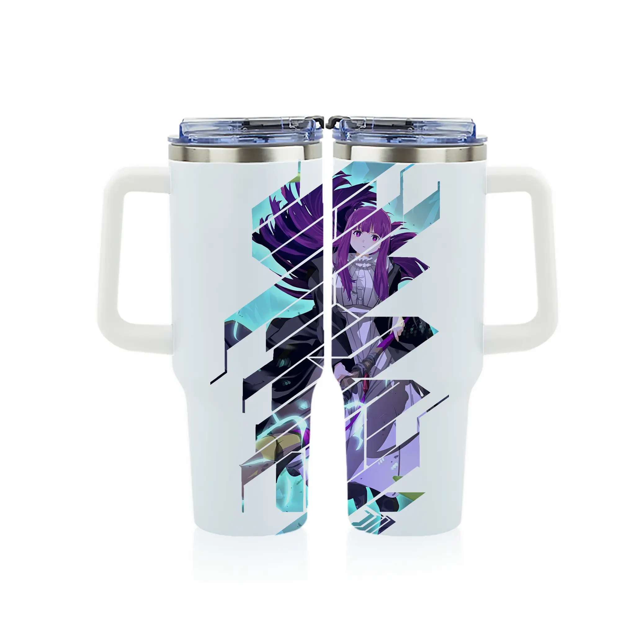 葬送のフリーレン（Frieren） グッズ,フェルン（Fern） - 1200mL フルプリント車用タンブラー ・ 304ステンレス 内側 ・ 201ステンレス 外側 ・ 保温 保冷 ・ 通勤 ドライブ アウトドア用