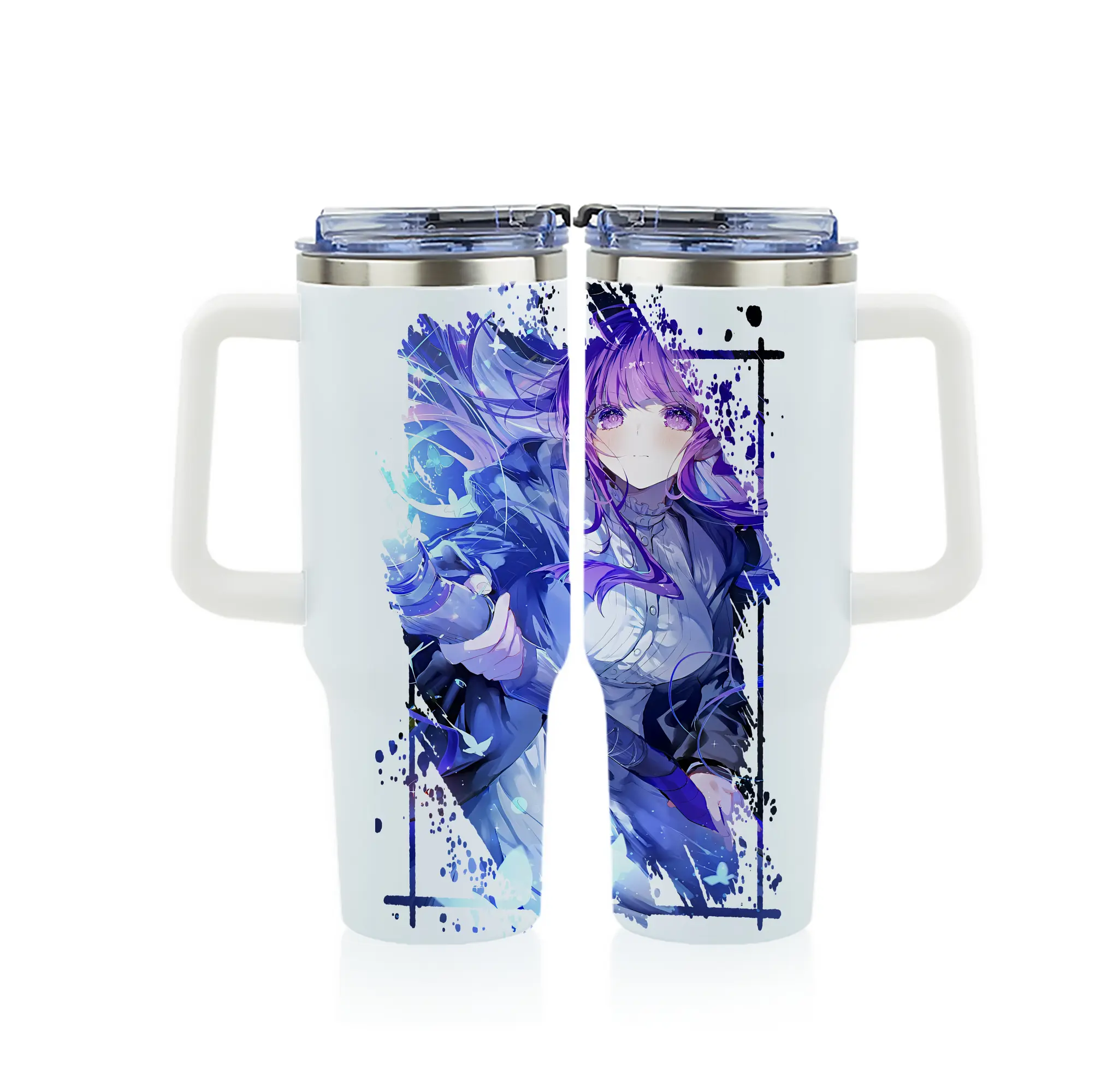 葬送のフリーレン（Frieren） グッズ,フェルン（Fern） - 1200mL フルプリント車用タンブラー ・ 304ステンレス 内側 ・ 201ステンレス 外側 ・ 保温 保冷 ・ 通勤 ドライブ アウトドア用