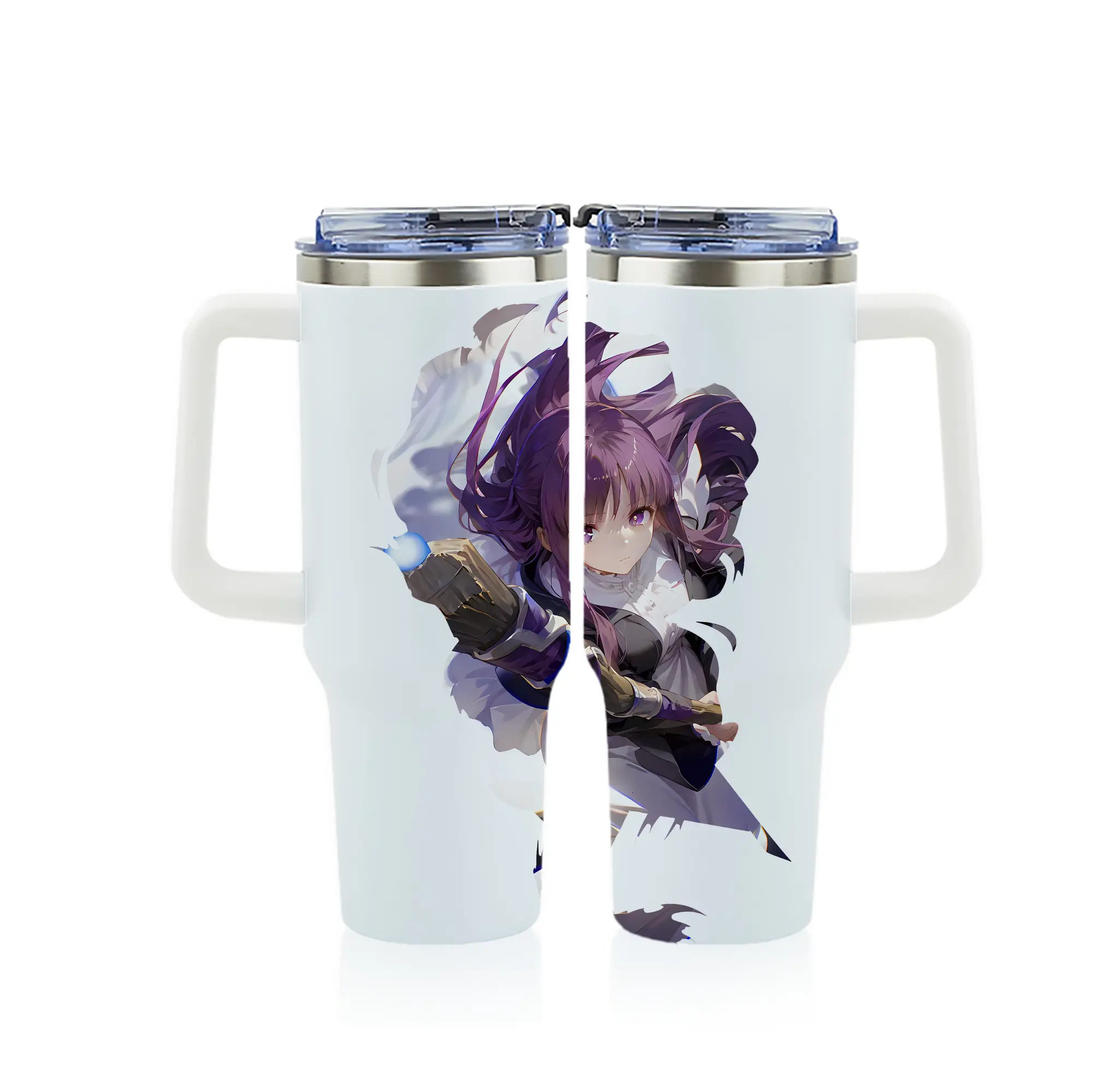 葬送のフリーレン（Frieren） グッズ,フェルン（Fern） - 1200mL フルプリント車用タンブラー ・ 304ステンレス 内側 ・ 201ステンレス 外側 ・ 保温 保冷 ・ 通勤 ドライブ アウトドア用