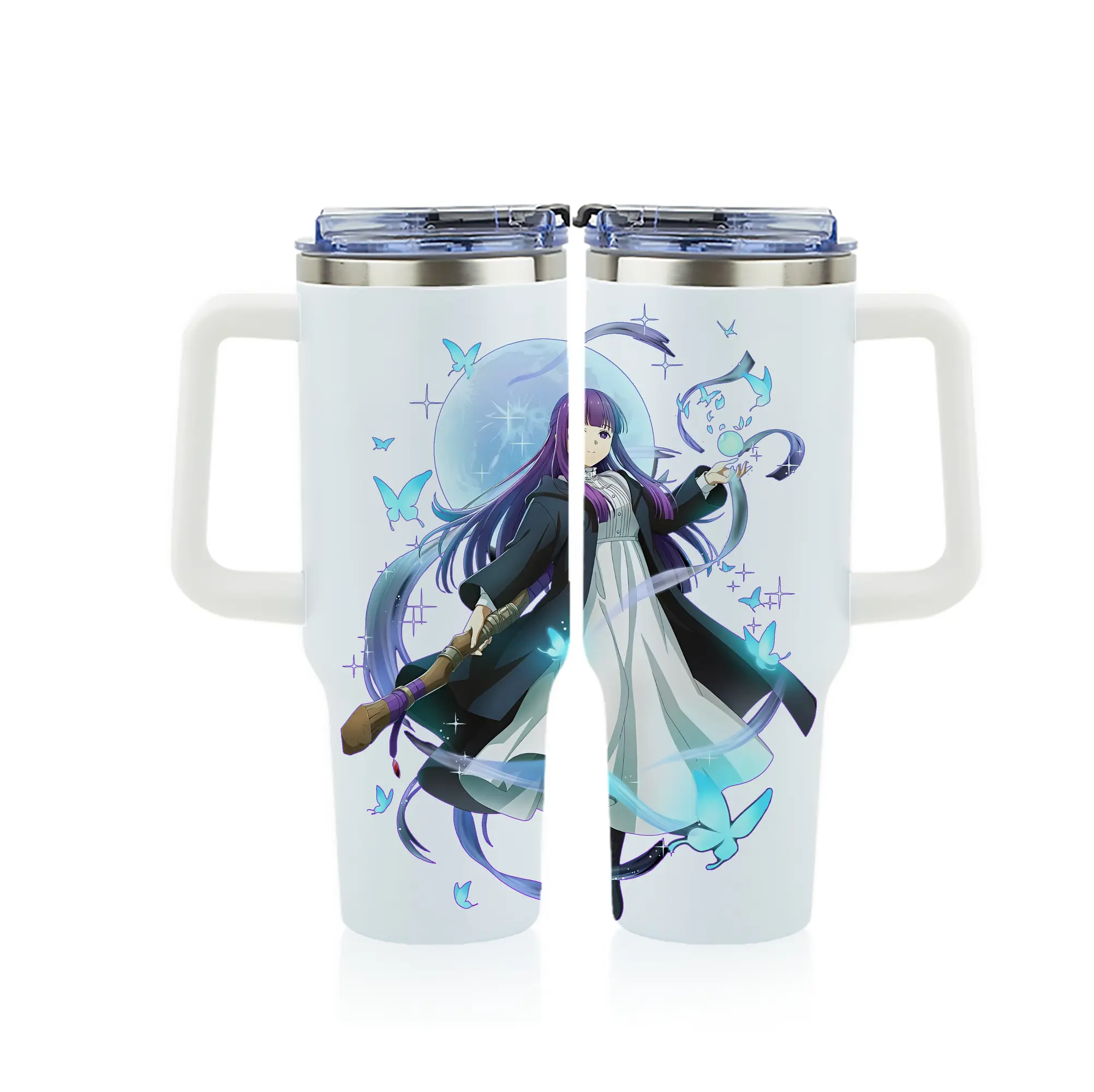 葬送のフリーレン（Frieren） グッズ,フェルン（Fern） - 1200mL フルプリント車用タンブラー ・ 304ステンレス 内側 ・ 201ステンレス 外側 ・ 保温 保冷 ・ 通勤 ドライブ アウトドア用