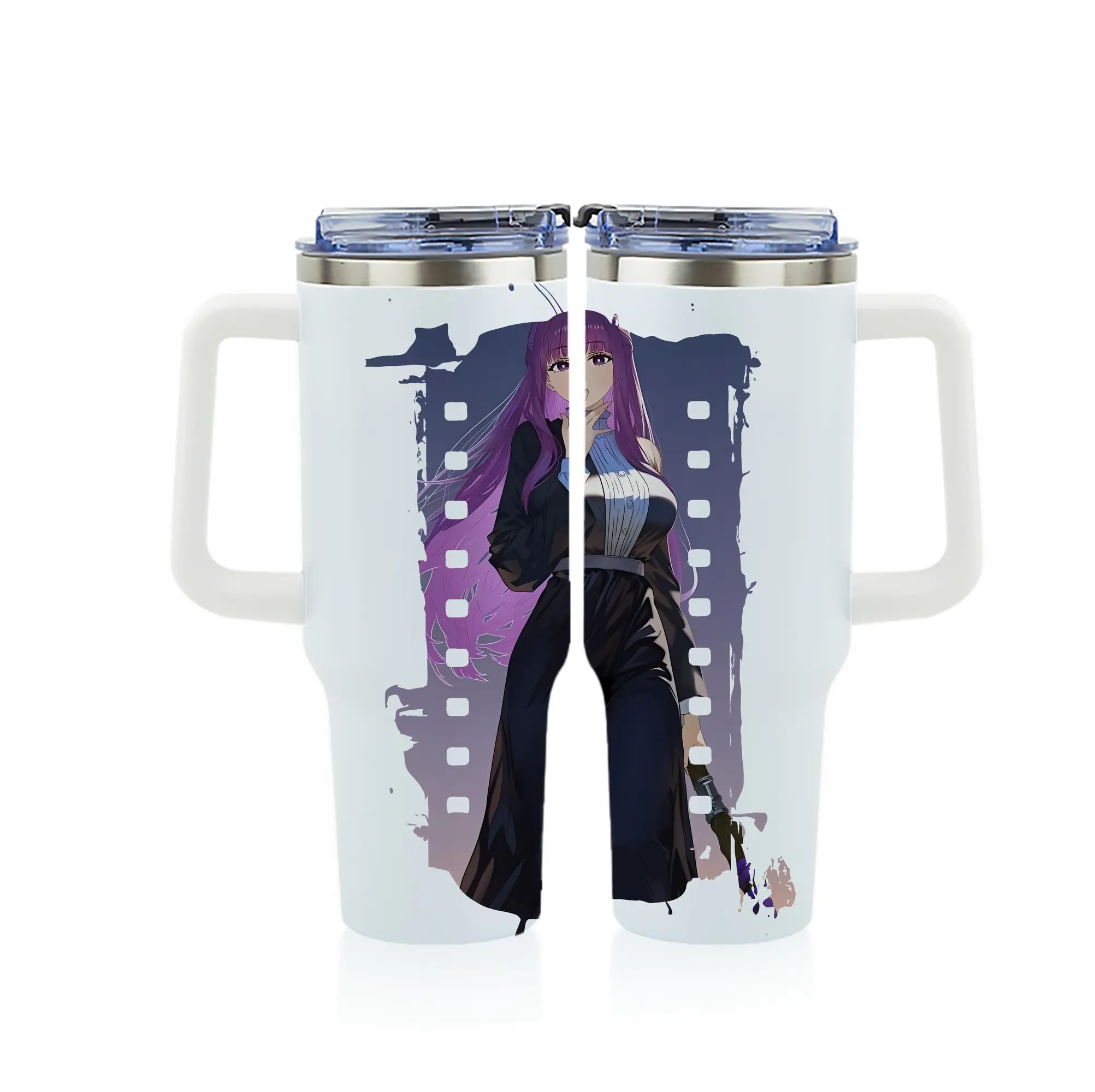 葬送のフリーレン（Frieren） グッズ,フェルン（Fern） - 1200mL フルプリント車用タンブラー ・ 304ステンレス 内側 ・ 201ステンレス 外側 ・ 保温 保冷 ・ 通勤 ドライブ アウトドア用