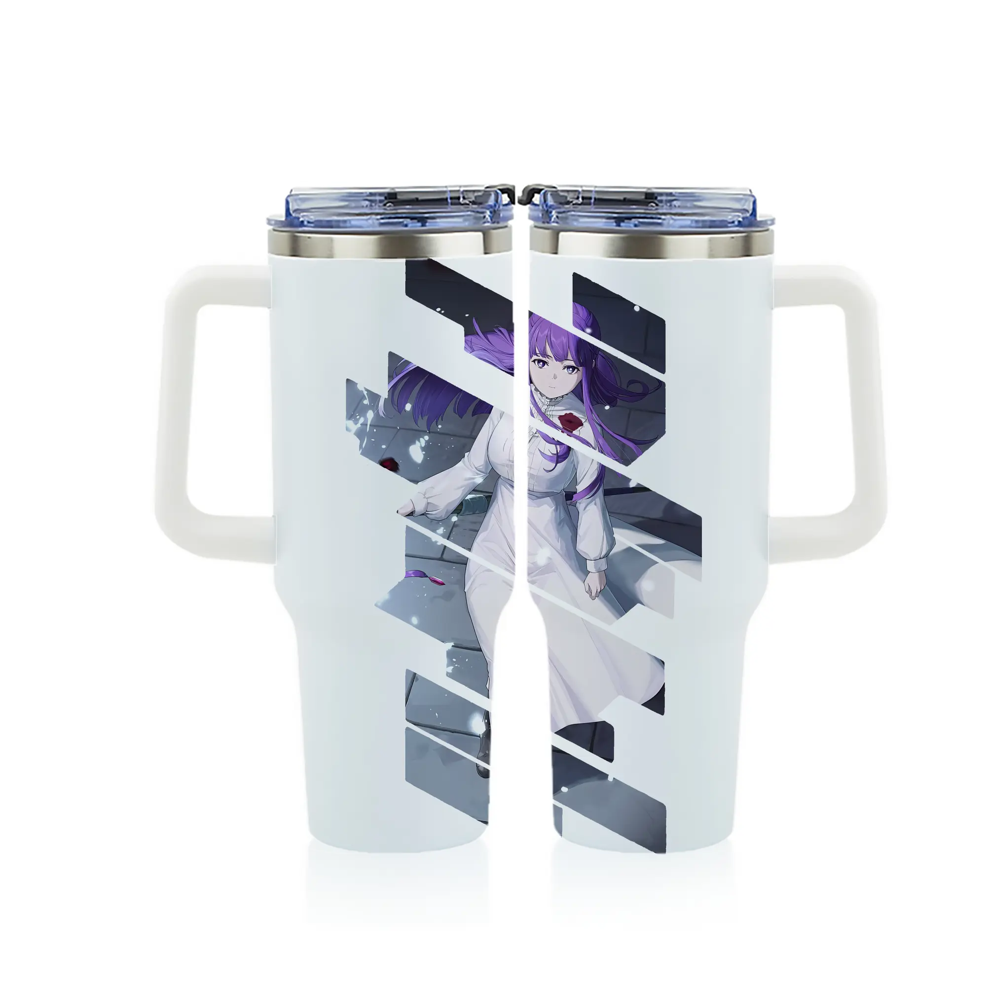 葬送のフリーレン（Frieren） グッズ,フェルン（Fern） - 1200mL フルプリント車用タンブラー ・ 304ステンレス 内側 ・ 201ステンレス 外側 ・ 保温 保冷 ・ 通勤 ドライブ アウトドア用