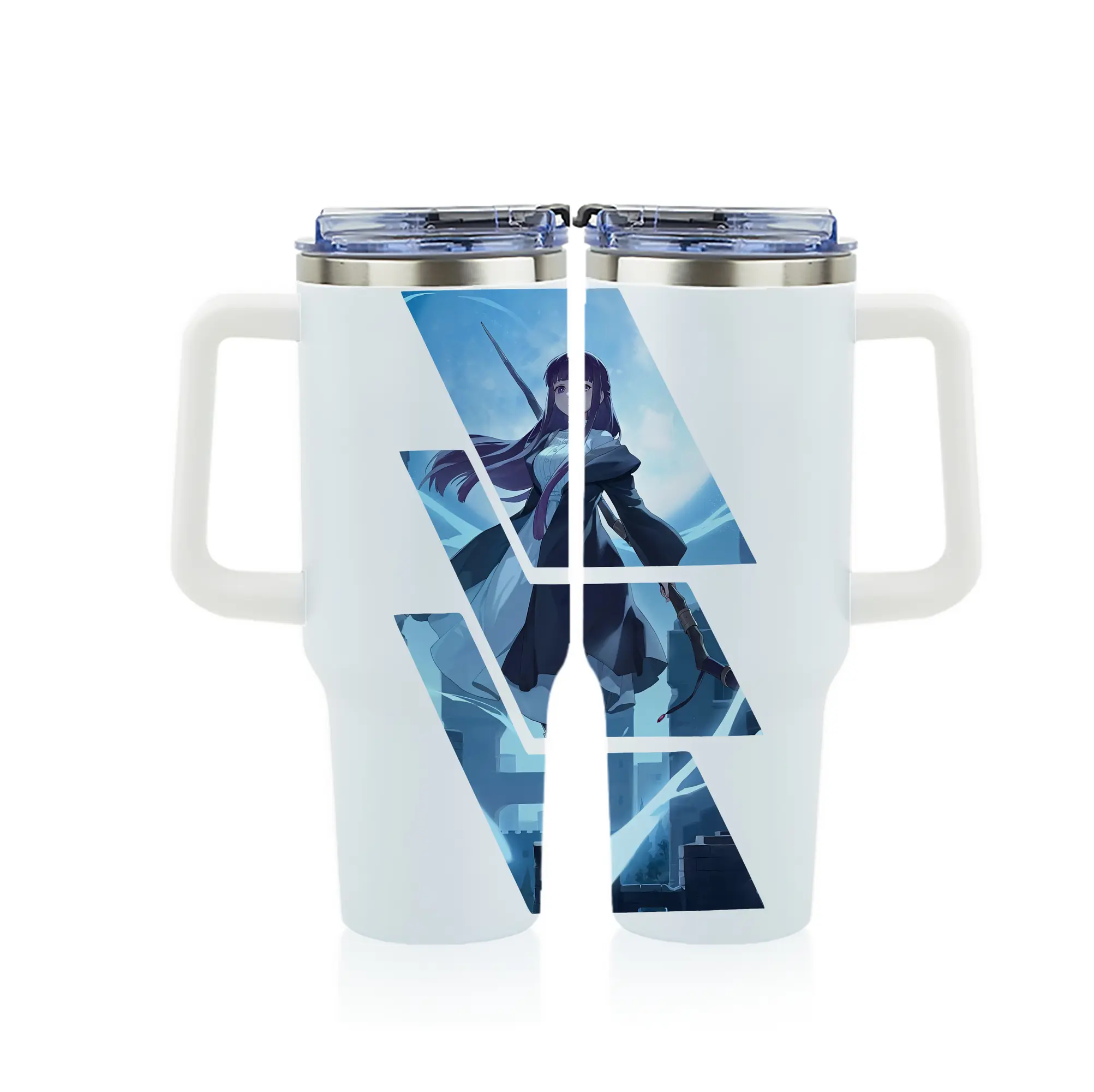 葬送のフリーレン（Frieren） グッズ,フェルン（Fern） - 1200mL フルプリント車用タンブラー ・ 304ステンレス 内側 ・ 201ステンレス 外側 ・ 保温 保冷 ・ 通勤 ドライブ アウトドア用