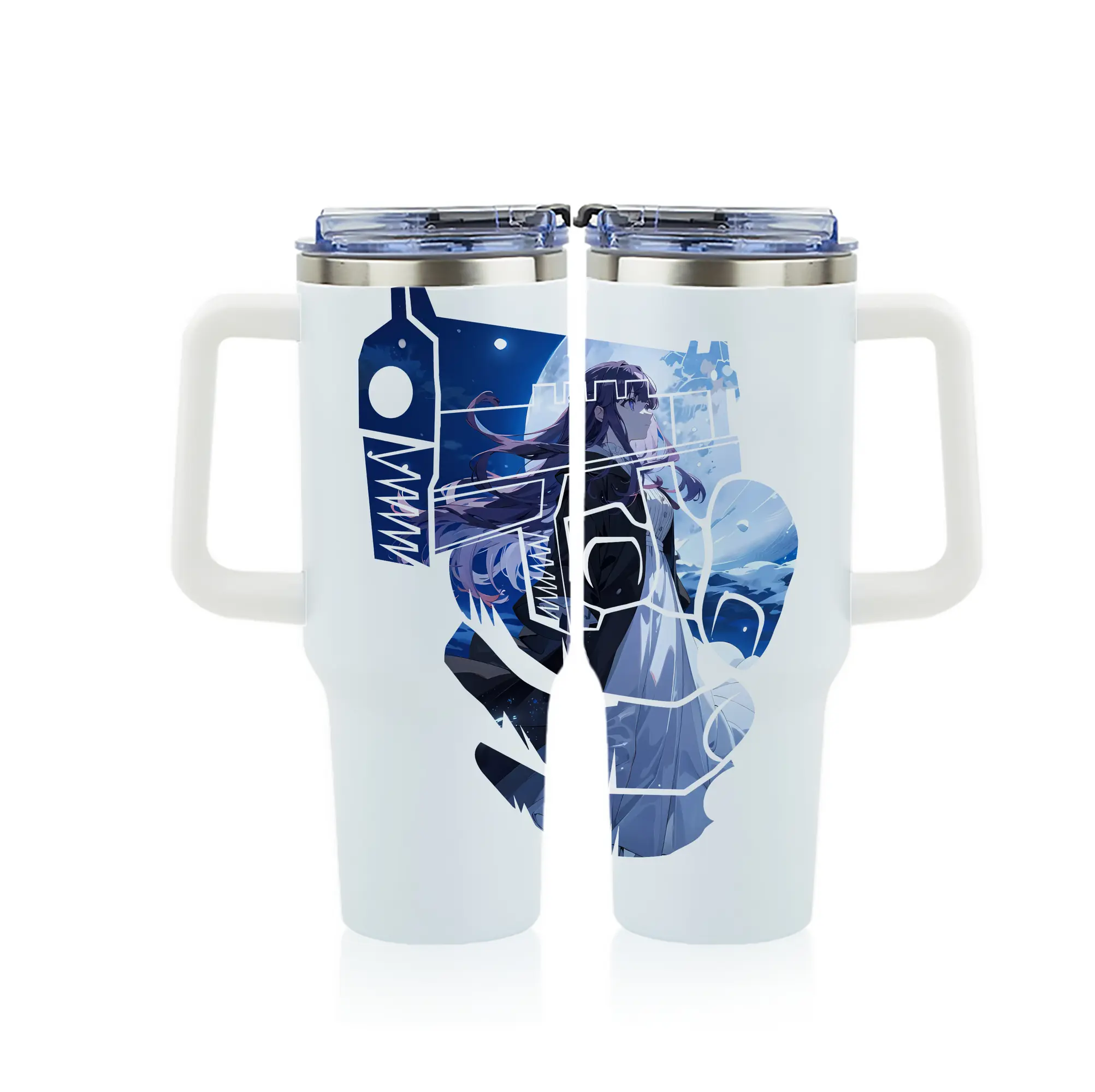 葬送のフリーレン（Frieren） グッズ,フェルン（Fern） - 1200mL フルプリント車用タンブラー ・ 304ステンレス 内側 ・ 201ステンレス 外側 ・ 保温 保冷 ・ 通勤 ドライブ アウトドア用