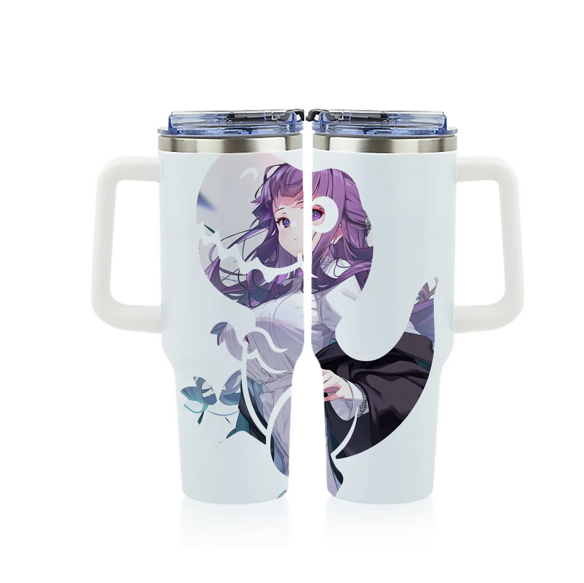 葬送のフリーレン（Frieren） グッズ,フェルン（Fern） - 1200mL フルプリント車用タンブラー ・ 304ステンレス 内側 ・ 201ステンレス 外側 ・ 保温 保冷 ・ 通勤 ドライブ アウトドア用