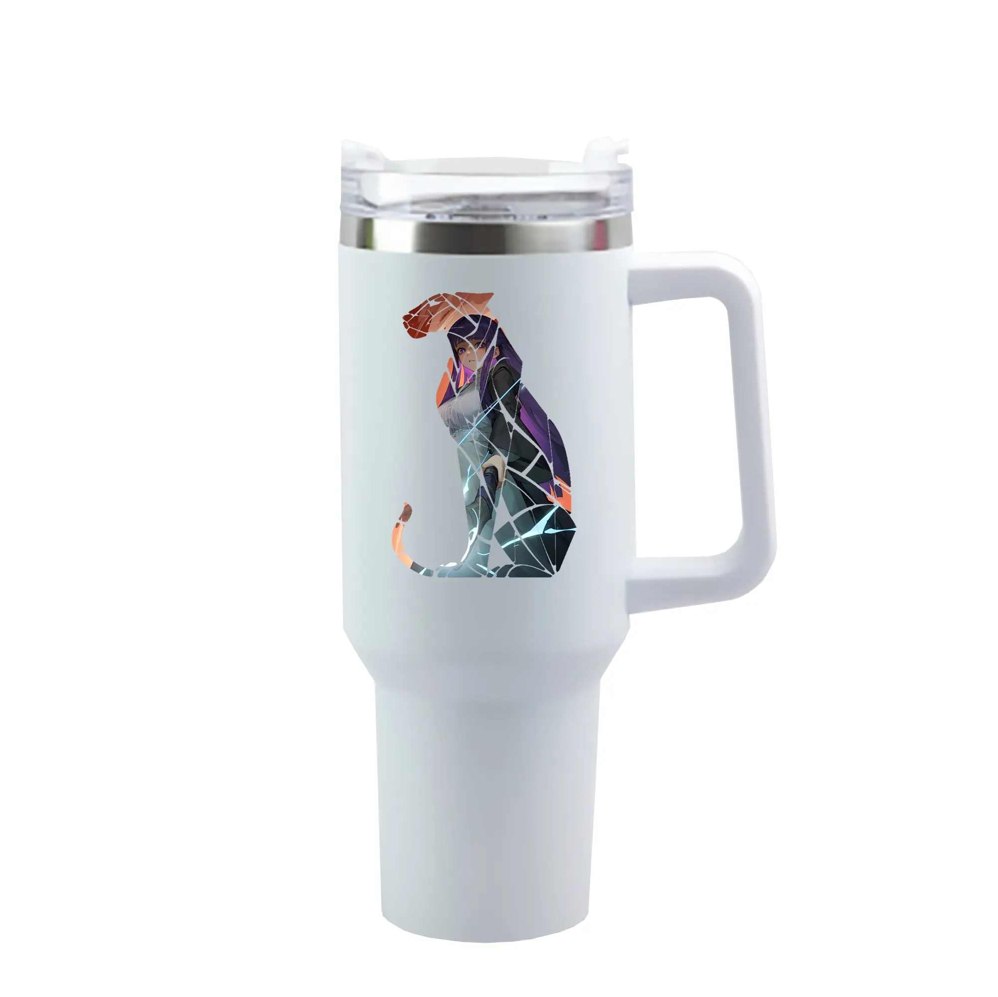 葬送のフリーレン（Frieren） グッズ,フェルン（Fern） - 1200mL 車用タンブラー ・ クリスタルステッカー ・ 304ステンレス 内側 ・ 201ステンレス 外側 ・ 保温 保冷 ・ ハンドル＆ストロー付き ・ 通勤 ドライブ アウトドア用