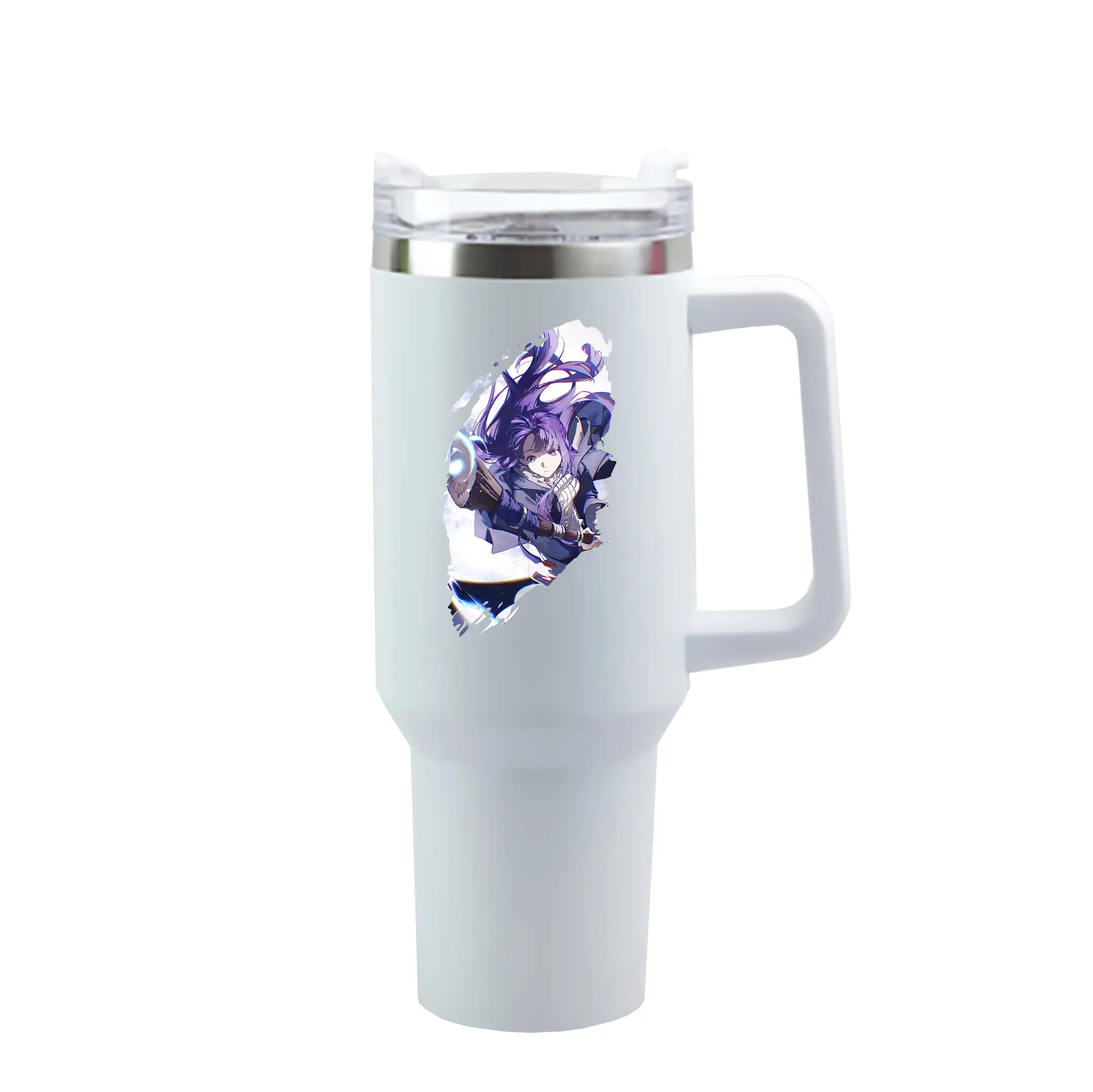 葬送のフリーレン（Frieren） グッズ,フェルン（Fern） - 1200mL 車用タンブラー ・ クリスタルステッカー ・ 304ステンレス 内側 ・ 201ステンレス 外側 ・ 保温 保冷 ・ ハンドル＆ストロー付き ・ 通勤 ドライブ アウトドア用