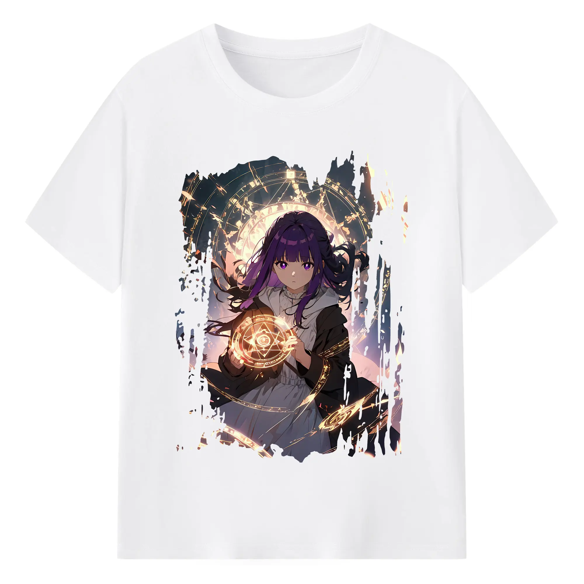 葬送のフリーレン（Frieren） グッズ,フェルン（Fern） - 綿100％ 半袖Tシャツ ・ フロントプリント ・ 快適 通気性 ・ 日常使い 散歩 スポーツ用