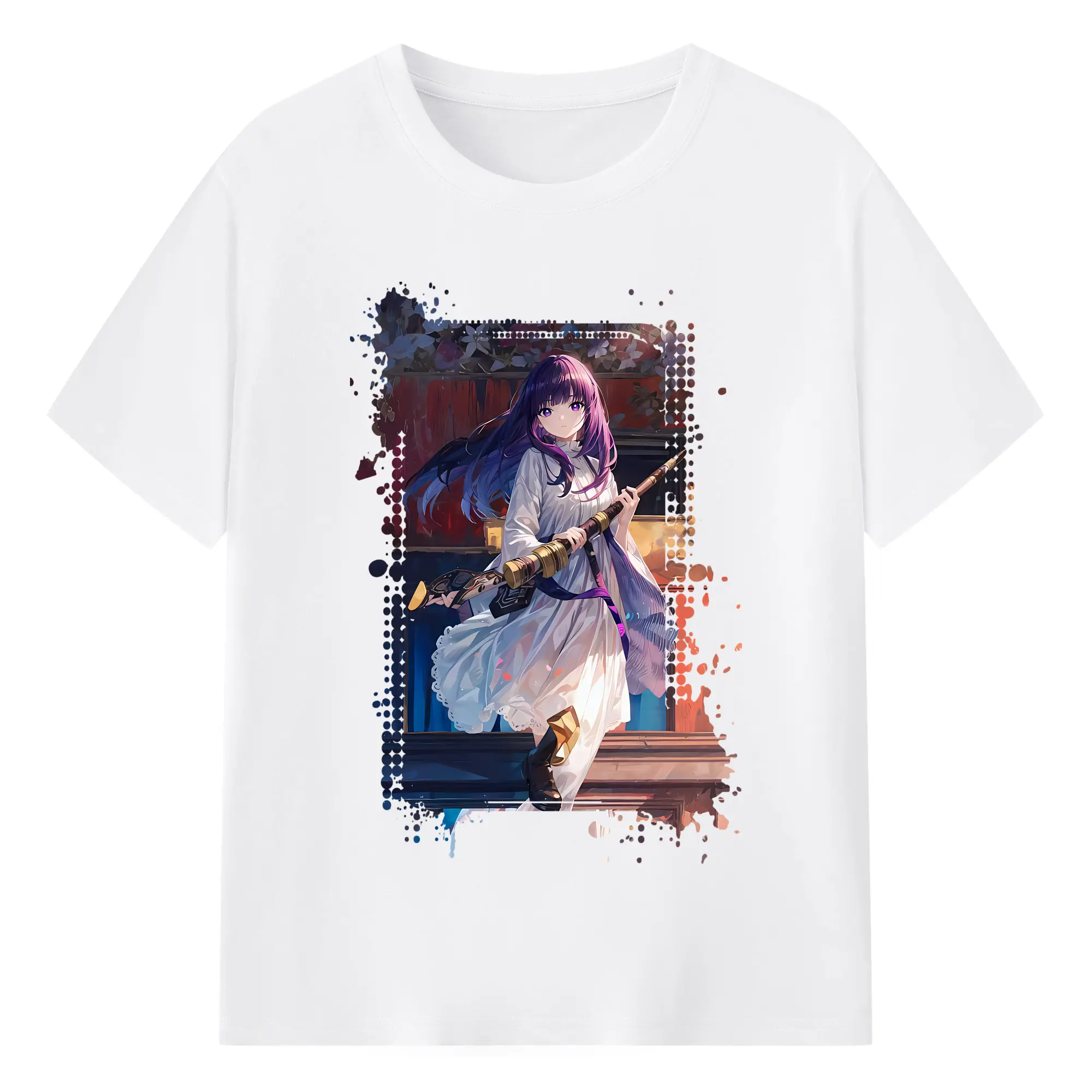 葬送のフリーレン（Frieren） グッズ,フェルン（Fern） - 綿100％ 半袖Tシャツ ・ フロントプリント ・ 快適 通気性 ・ 日常使い 散歩 スポーツ用