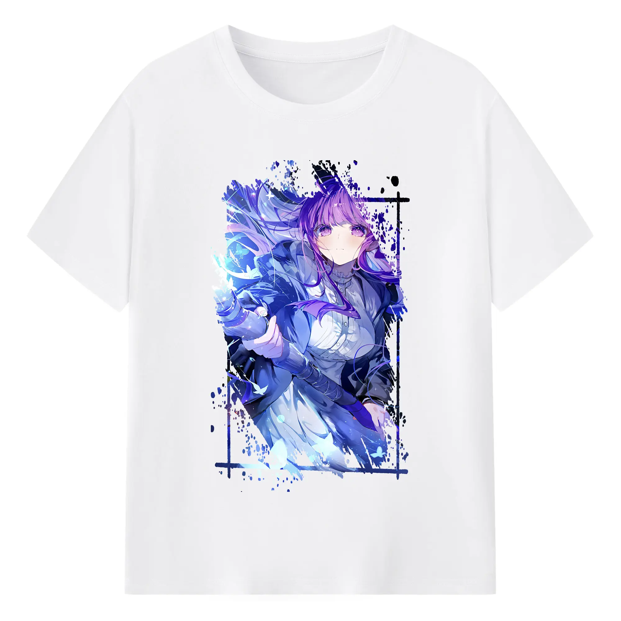 葬送のフリーレン（Frieren） グッズ,フェルン（Fern） - 綿100％ 半袖Tシャツ ・ フロントプリント ・ 快適 通気性 ・ 日常使い 散歩 スポーツ用