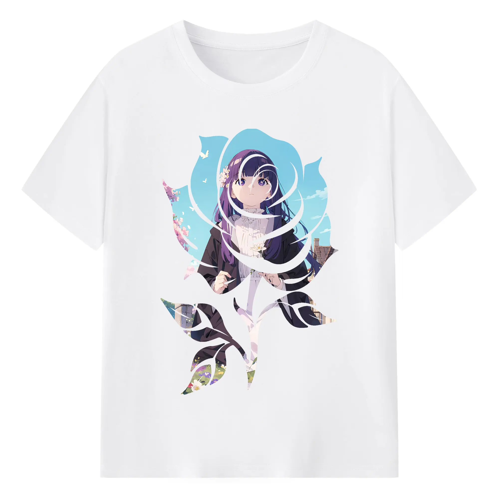 葬送のフリーレン（Frieren） グッズ,フェルン（Fern） - 綿100％ 半袖Tシャツ ・ フロントプリント ・ 快適 通気性 ・ 日常使い 散歩 スポーツ用