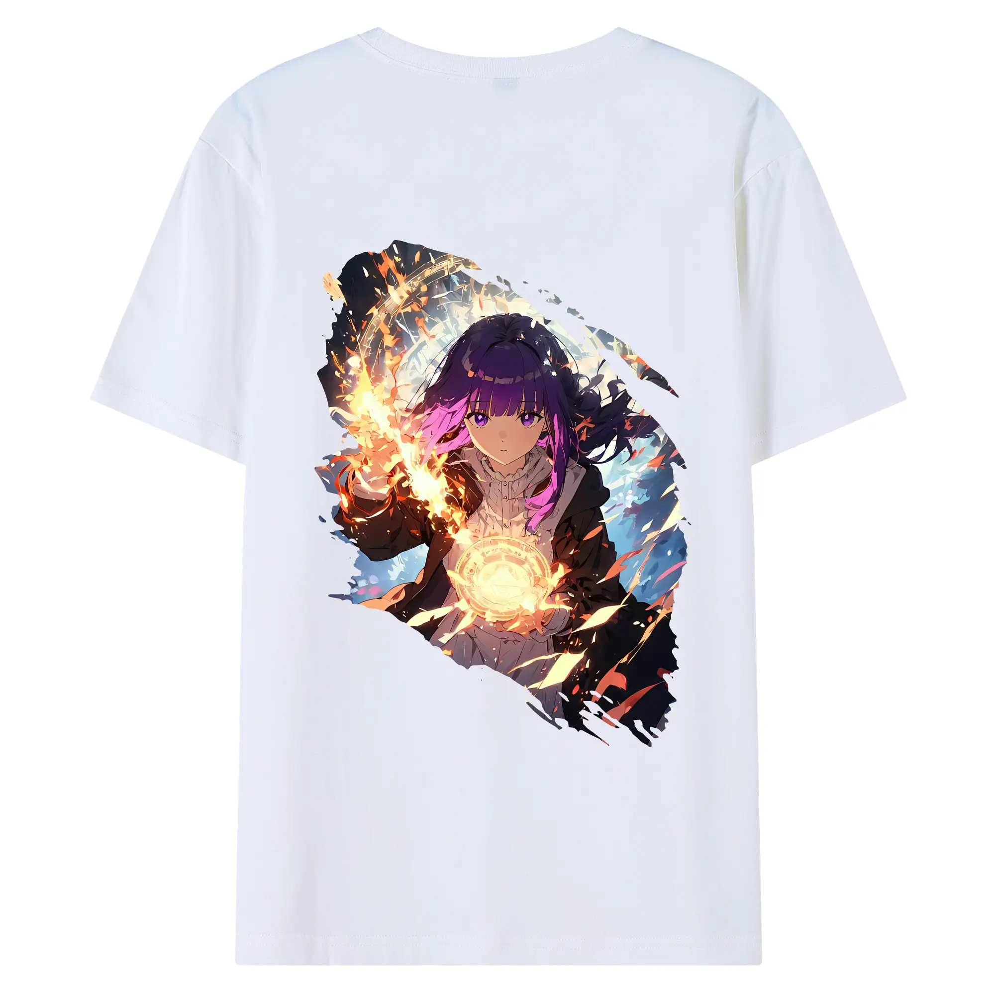 葬送のフリーレン（Frieren） グッズ,フェルン（Fern） - 綿100％ 半袖Tシャツ ・ バックプリント ・ 快適 通気性 ・ 日常使い 散歩 スポーツ用