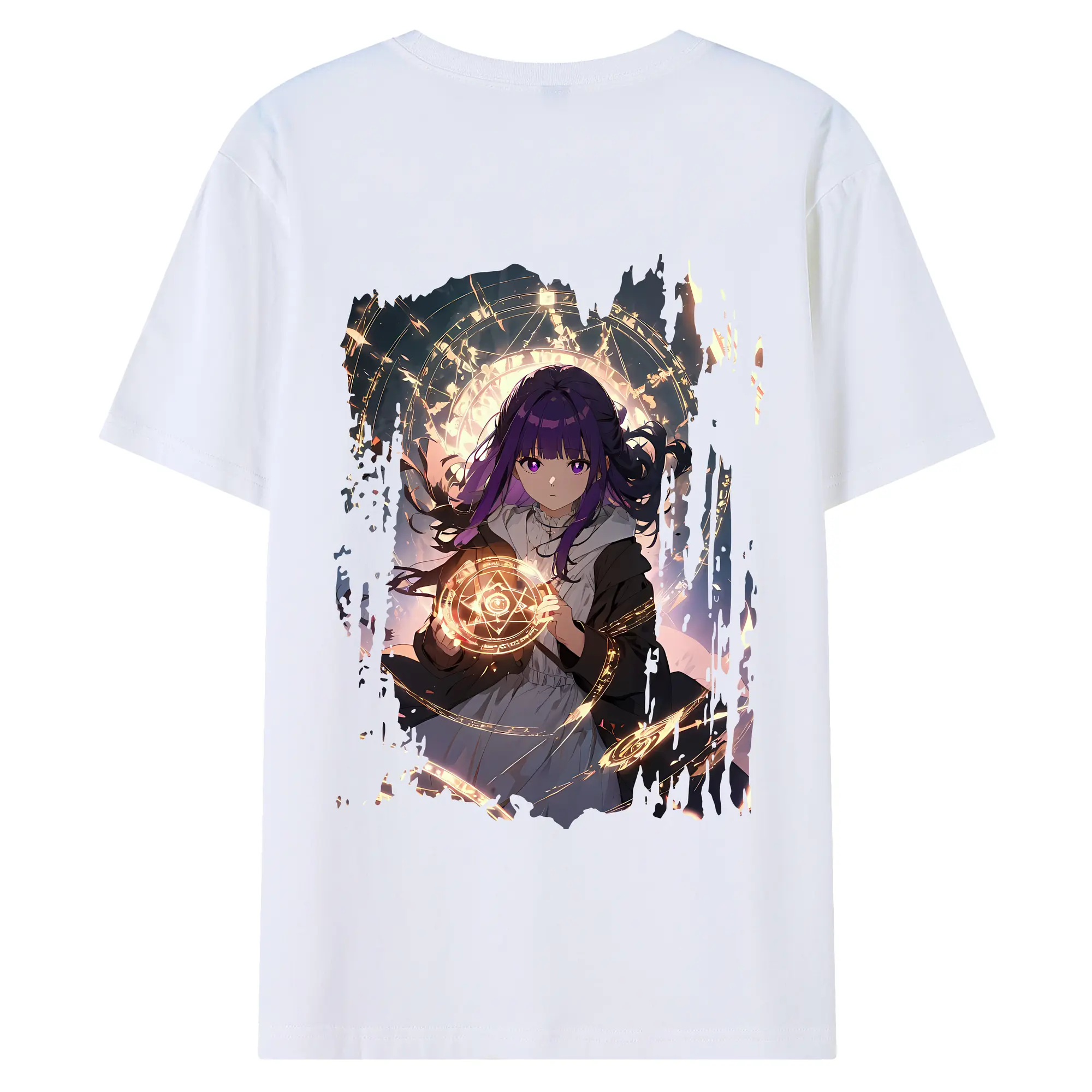 葬送のフリーレン（Frieren） グッズ,フェルン（Fern） - 綿100％ 半袖Tシャツ ・ バックプリント ・ 快適 通気性 ・ 日常使い 散歩 スポーツ用