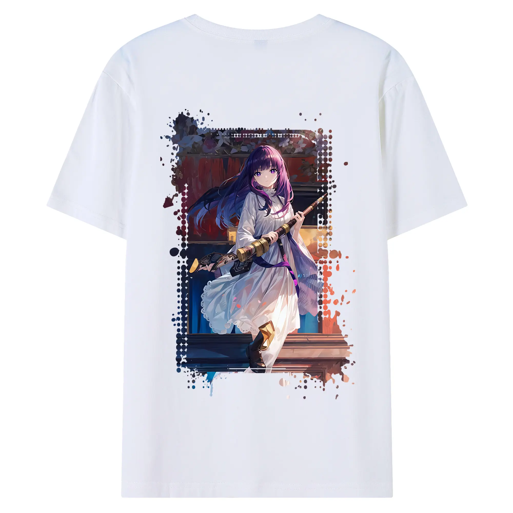 葬送のフリーレン（Frieren） グッズ,フェルン（Fern） - 綿100％ 半袖Tシャツ ・ バックプリント ・ 快適 通気性 ・ 日常使い 散歩 スポーツ用