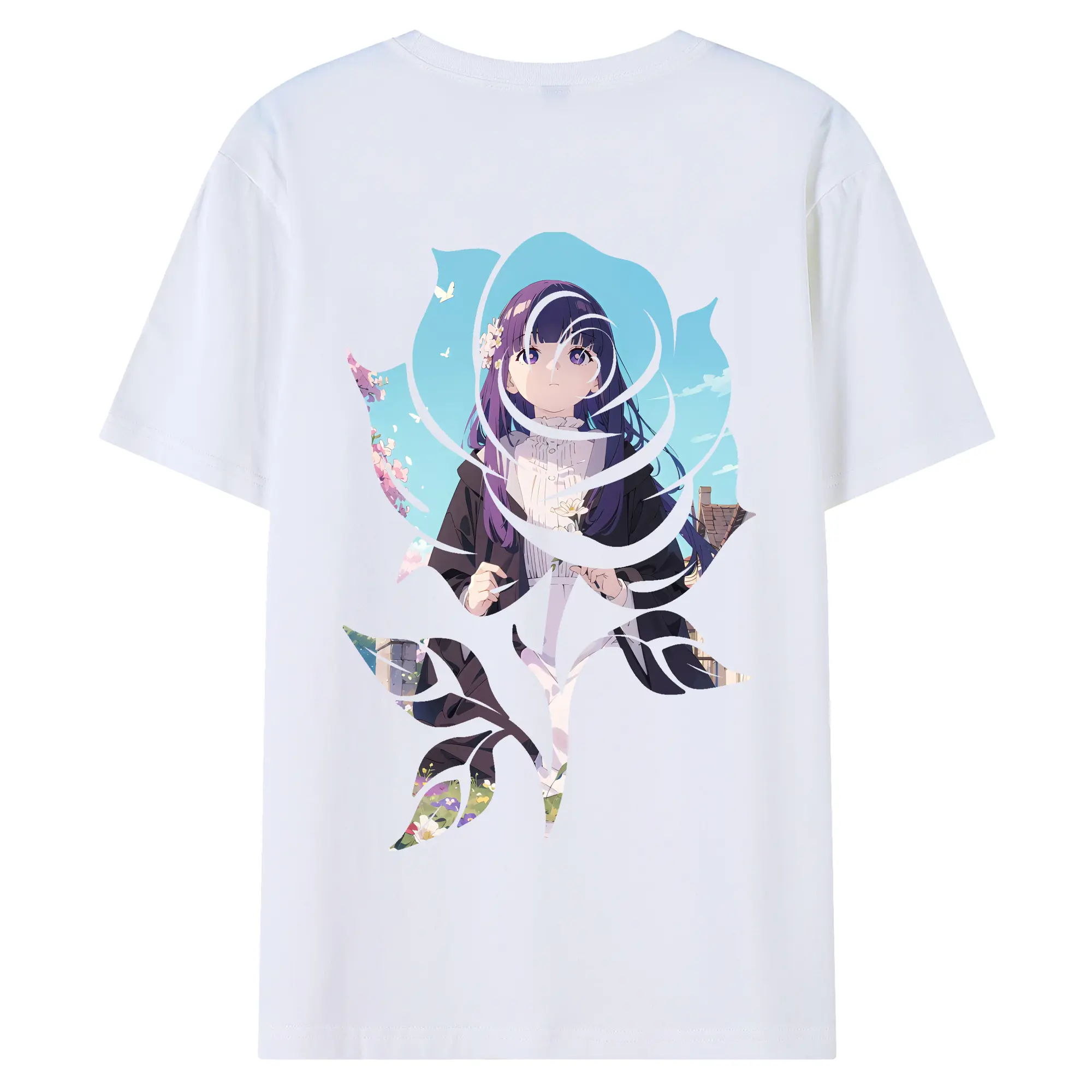 葬送のフリーレン（Frieren） グッズ,フェルン（Fern） - 綿100％ 半袖Tシャツ ・ バックプリント ・ 快適 通気性 ・ 日常使い 散歩 スポーツ用