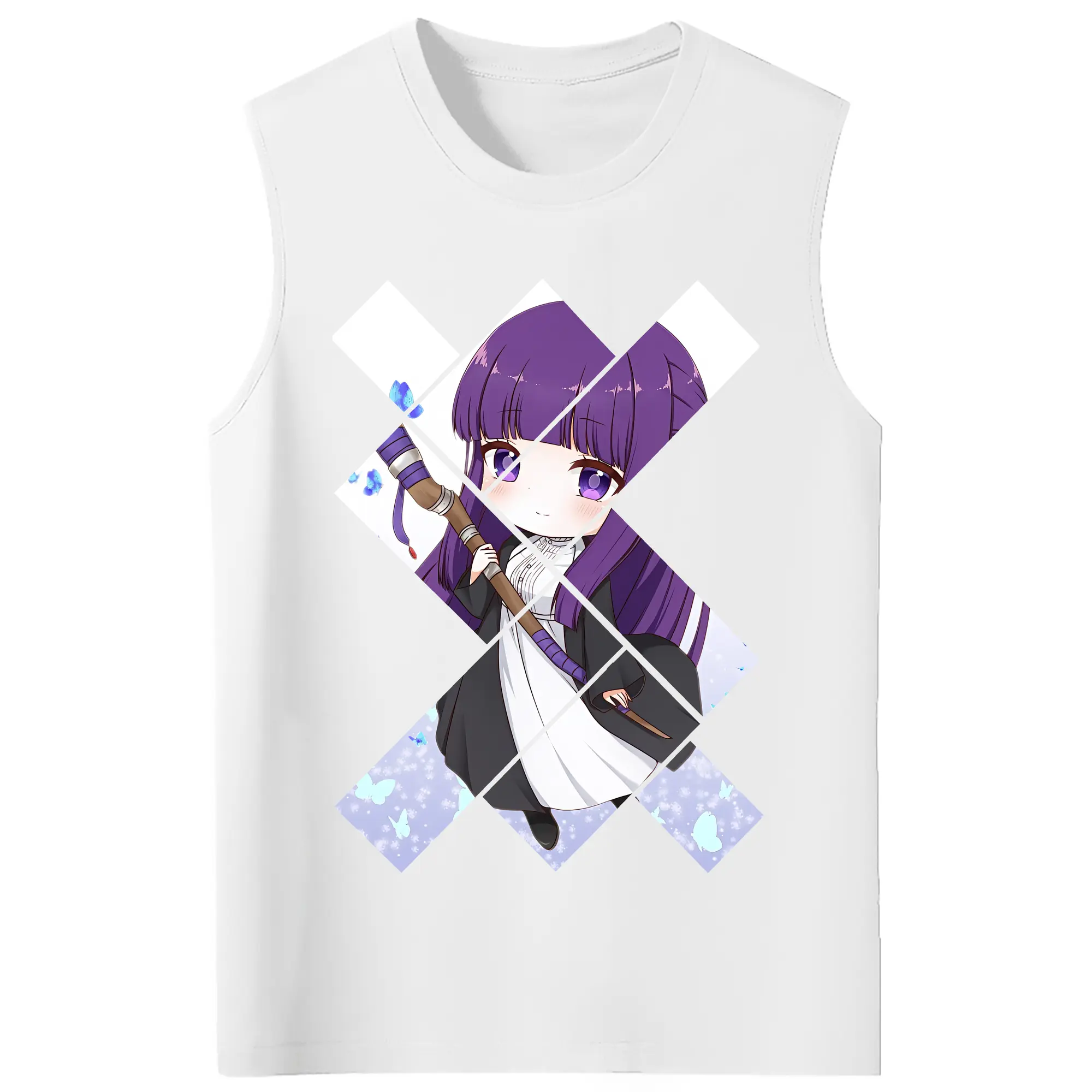 葬送のフリーレン（Frieren） グッズ,フェルン（Fern） - コットン100％ タンクトップ ・ フロントプリント ・ タイトフィット ・ 快適 通気性 ・ スポーツ カジュアル 散歩用