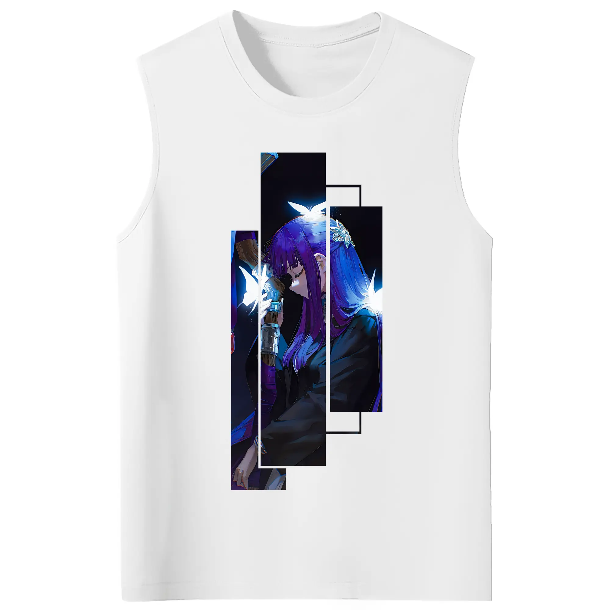 葬送のフリーレン（Frieren） グッズ,フェルン（Fern） - コットン100％ タンクトップ ・ フロントプリント ・ タイトフィット ・ 快適 通気性 ・ スポーツ カジュアル 散歩用