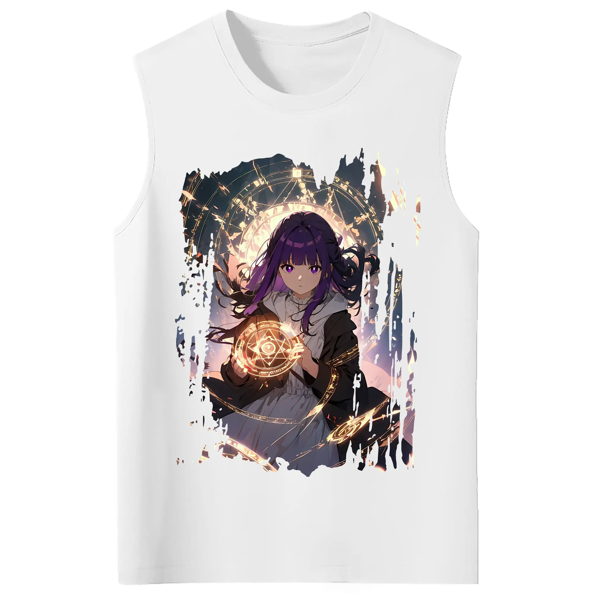 葬送のフリーレン（Frieren） グッズ,フェルン（Fern） - コットン100％ タンクトップ ・ フロントプリント ・ タイトフィット ・ 快適 通気性 ・ スポーツ カジュアル 散歩用