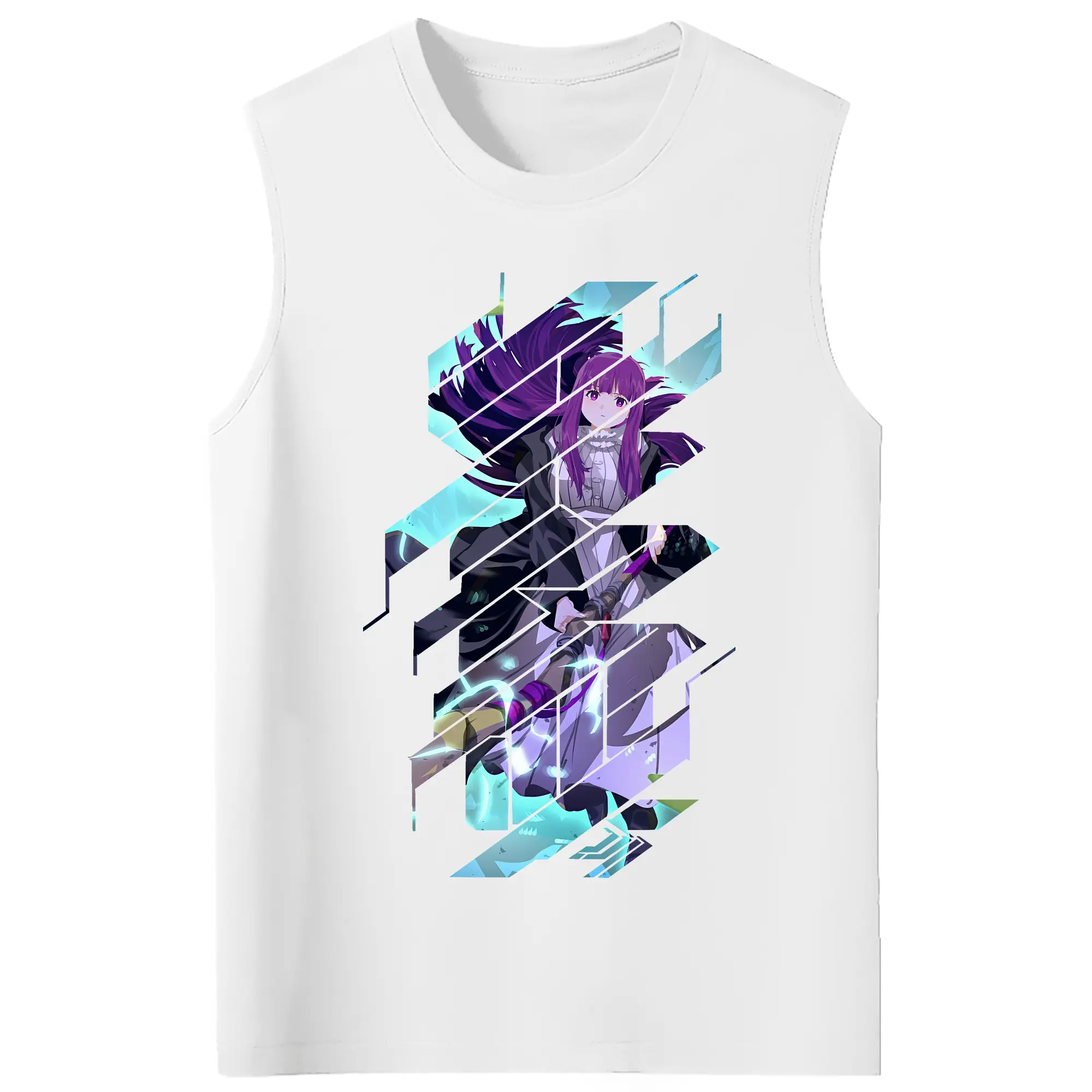 葬送のフリーレン（Frieren） グッズ,フェルン（Fern） - コットン100％ タンクトップ ・ フロントプリント ・ タイトフィット ・ 快適 通気性 ・ スポーツ カジュアル 散歩用