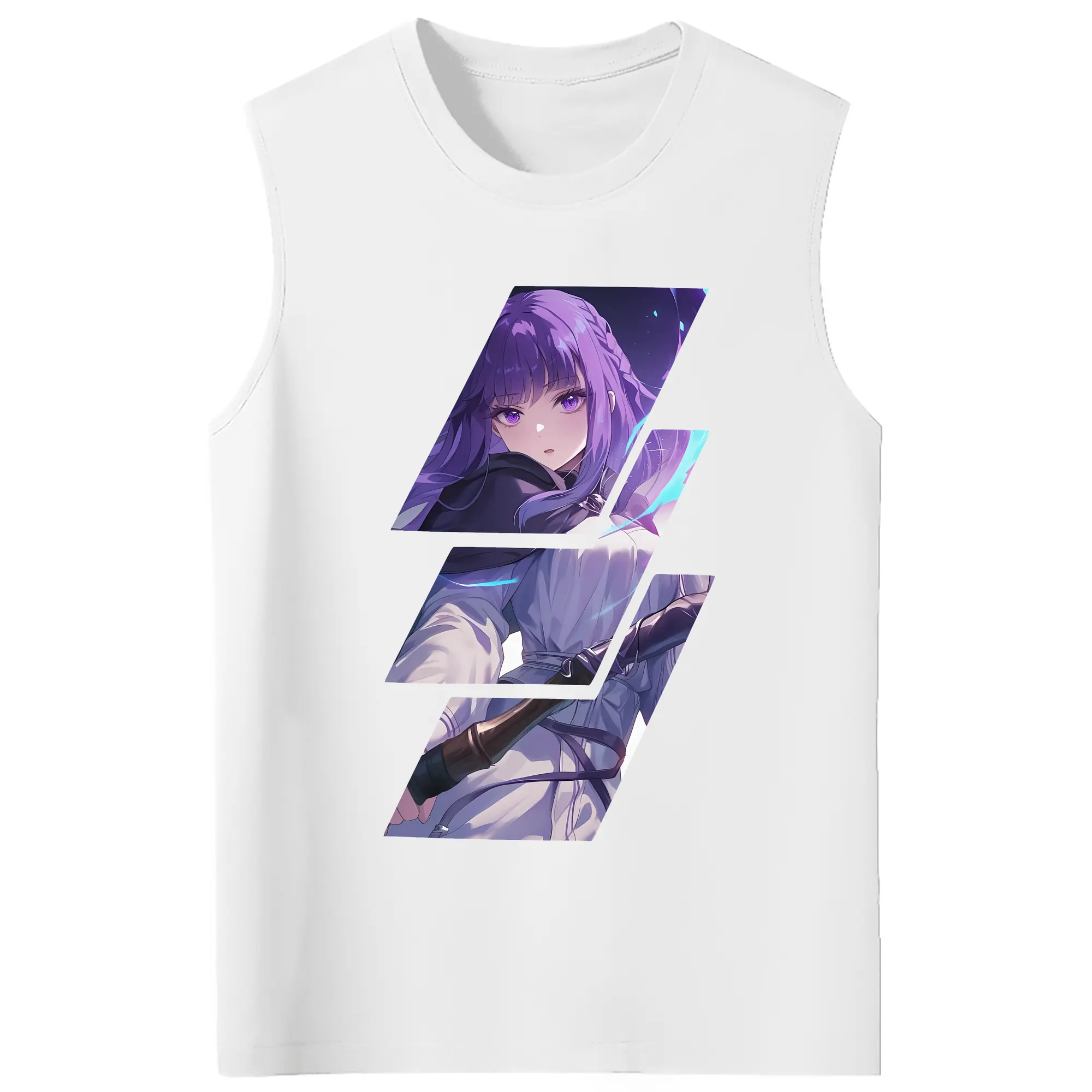 葬送のフリーレン（Frieren） グッズ,フェルン（Fern） - コットン100％ タンクトップ ・ フロントプリント ・ タイトフィット ・ 快適 通気性 ・ スポーツ カジュアル 散歩用