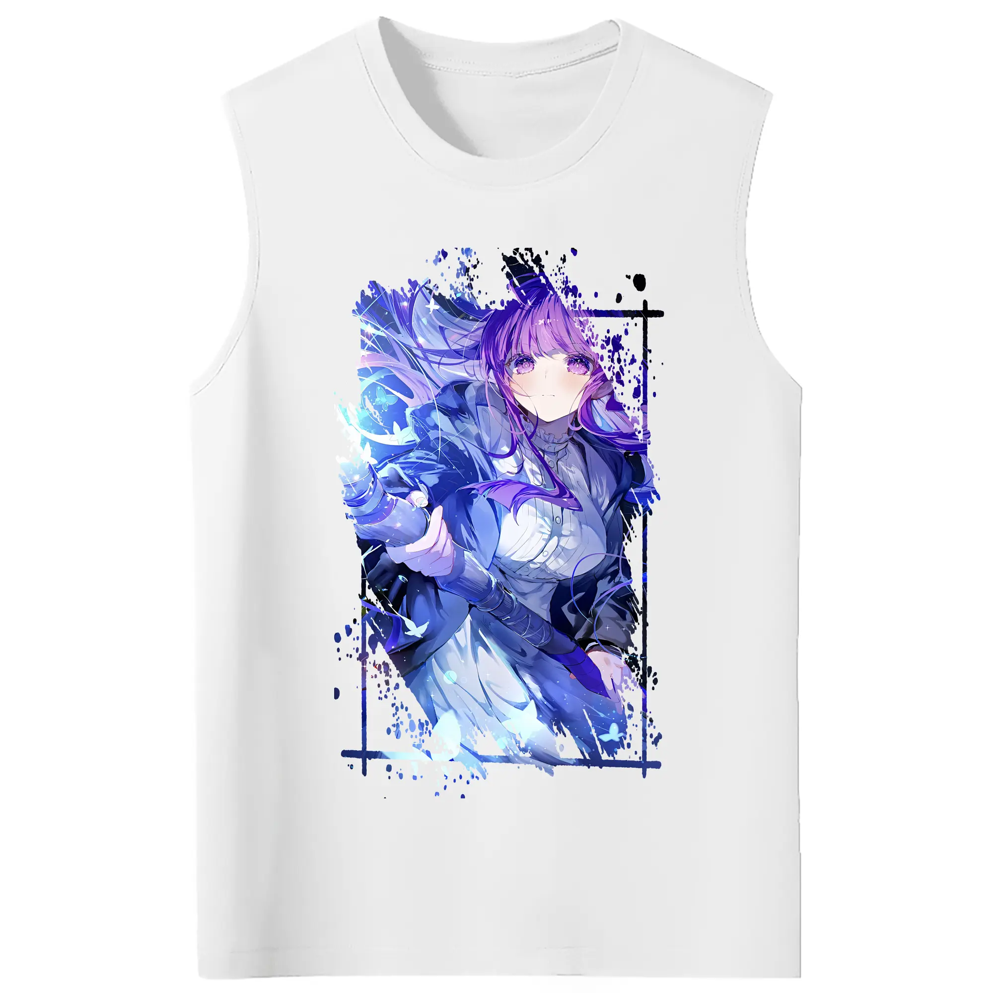 葬送のフリーレン（Frieren） グッズ,フェルン（Fern） - コットン100％ タンクトップ ・ フロントプリント ・ タイトフィット ・ 快適 通気性 ・ スポーツ カジュアル 散歩用