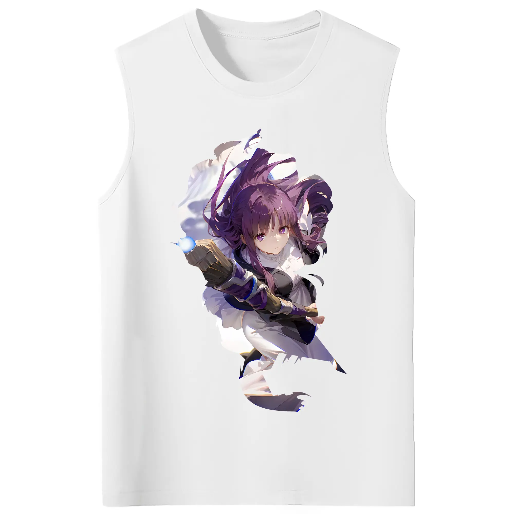 葬送のフリーレン（Frieren） グッズ,フェルン（Fern） - コットン100％ タンクトップ ・ フロントプリント ・ タイトフィット ・ 快適 通気性 ・ スポーツ カジュアル 散歩用