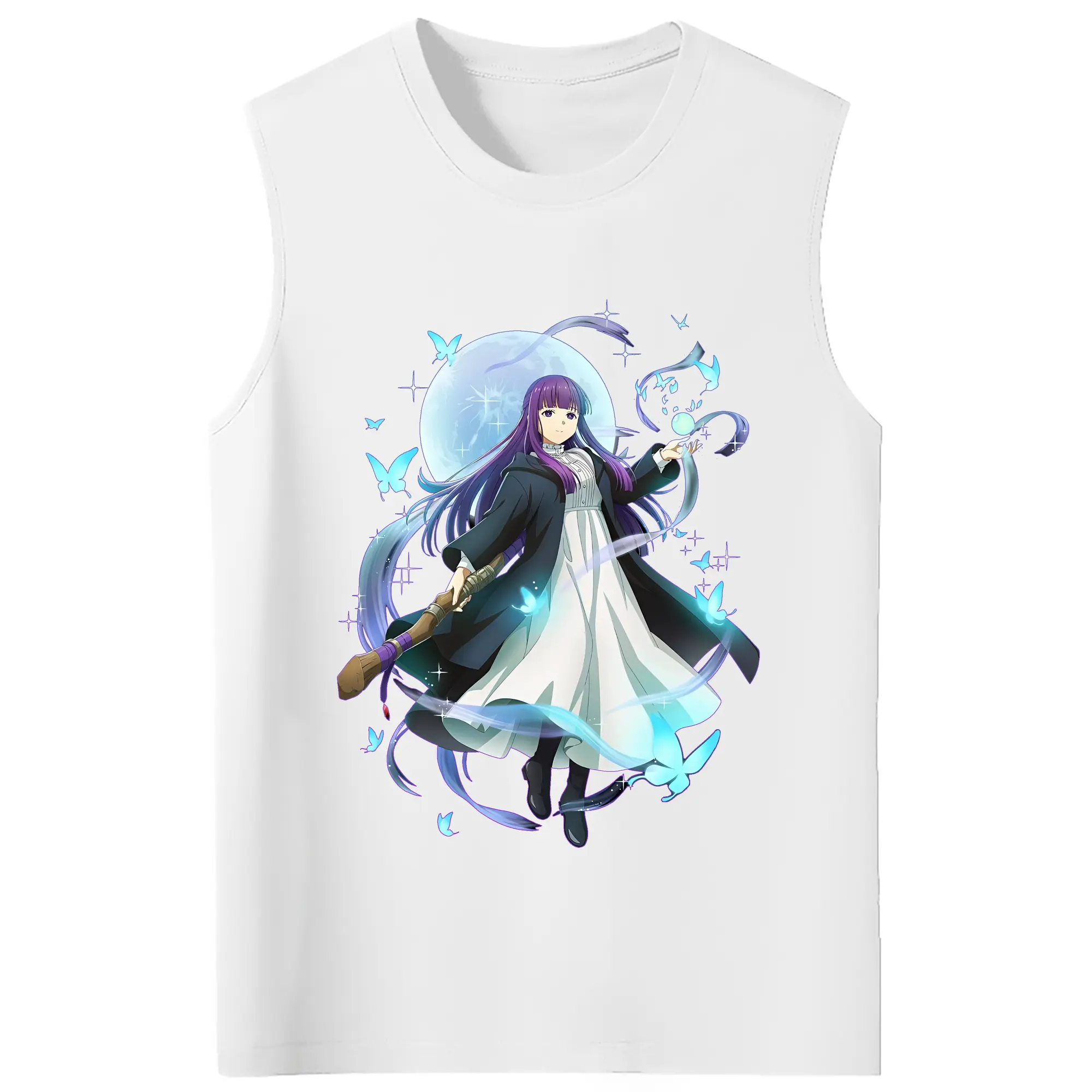 葬送のフリーレン（Frieren） グッズ,フェルン（Fern） - コットン100％ タンクトップ ・ フロントプリント ・ タイトフィット ・ 快適 通気性 ・ スポーツ カジュアル 散歩用