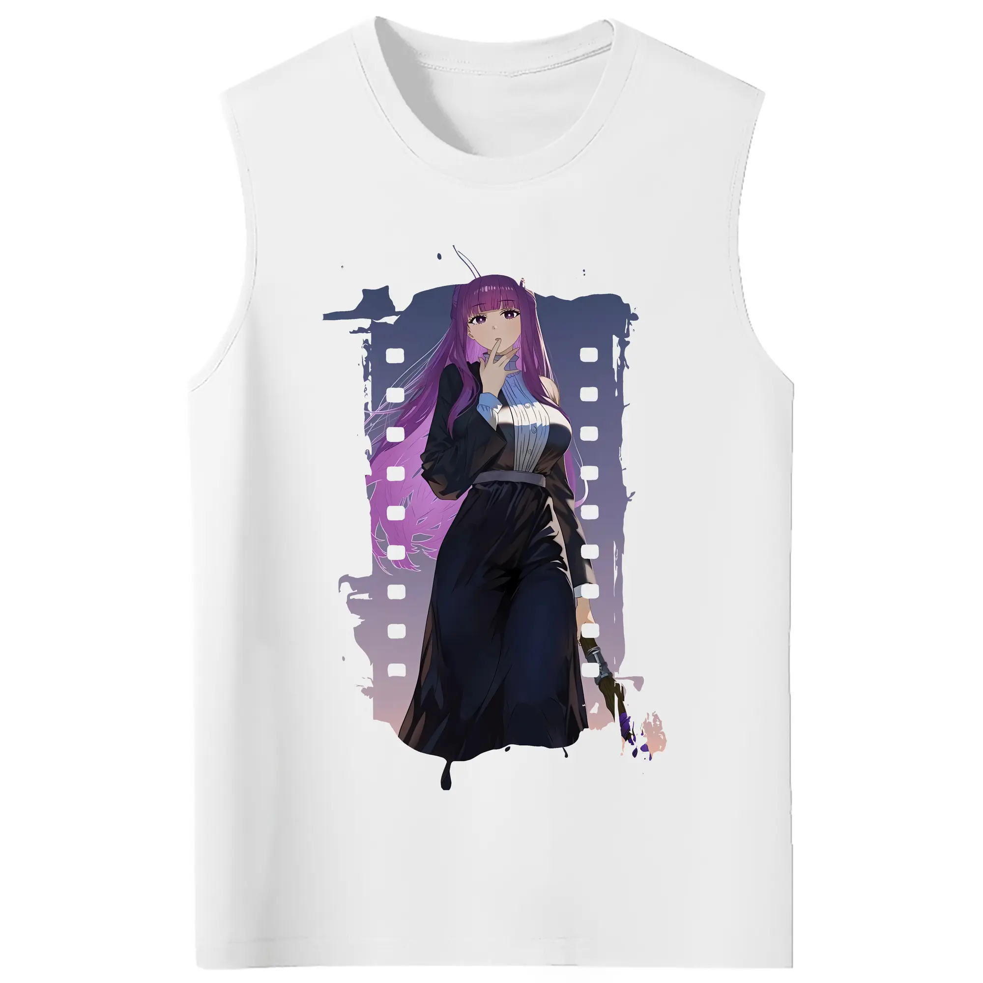 葬送のフリーレン（Frieren） グッズ,フェルン（Fern） - コットン100％ タンクトップ ・ フロントプリント ・ タイトフィット ・ 快適 通気性 ・ スポーツ カジュアル 散歩用