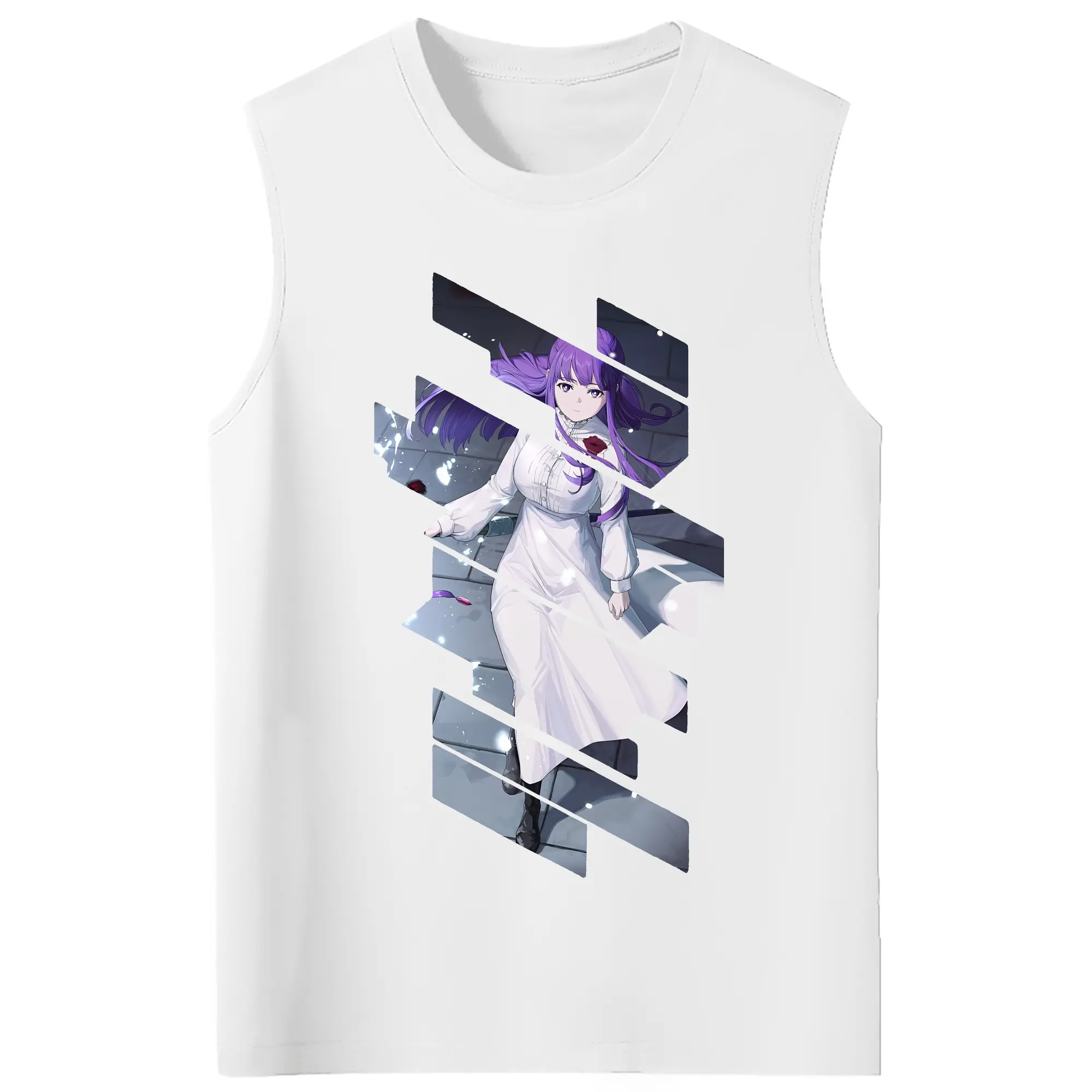 葬送のフリーレン（Frieren） グッズ,フェルン（Fern） - コットン100％ タンクトップ ・ フロントプリント ・ タイトフィット ・ 快適 通気性 ・ スポーツ カジュアル 散歩用