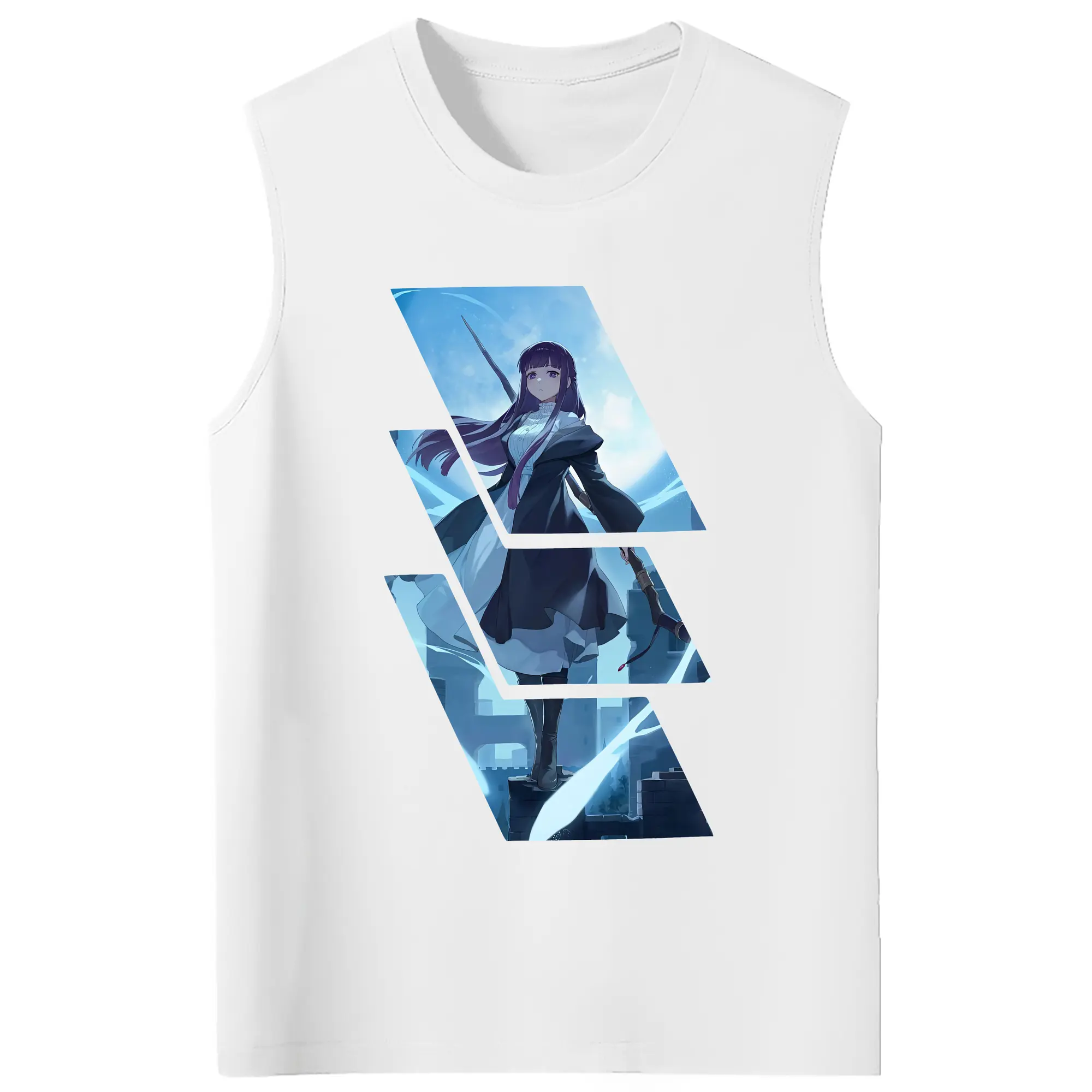 葬送のフリーレン（Frieren） グッズ,フェルン（Fern） - コットン100％ タンクトップ ・ フロントプリント ・ タイトフィット ・ 快適 通気性 ・ スポーツ カジュアル 散歩用