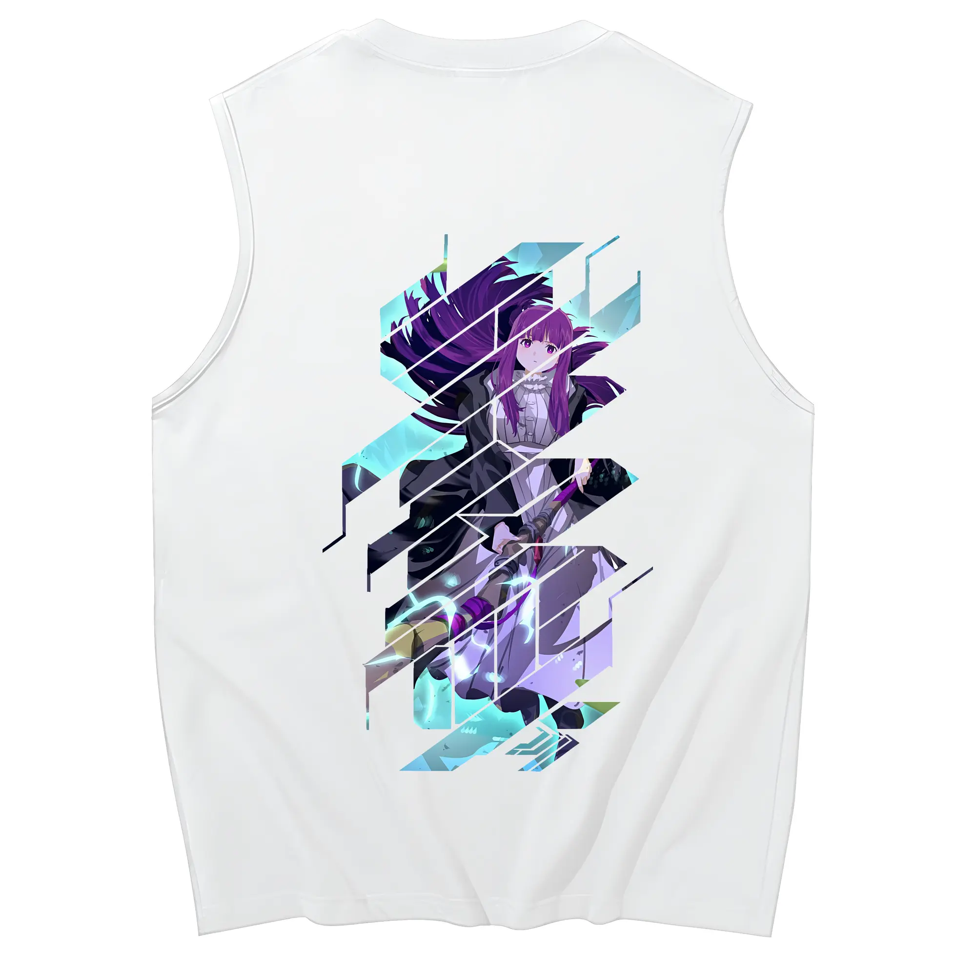 葬送のフリーレン（Frieren） グッズ,フェルン（Fern） - コットン100％ タンクトップ ・ 背面プリント ・ タイトシルエット ・ 快適 通気性 ・ スポーツ カジュアル 散歩用