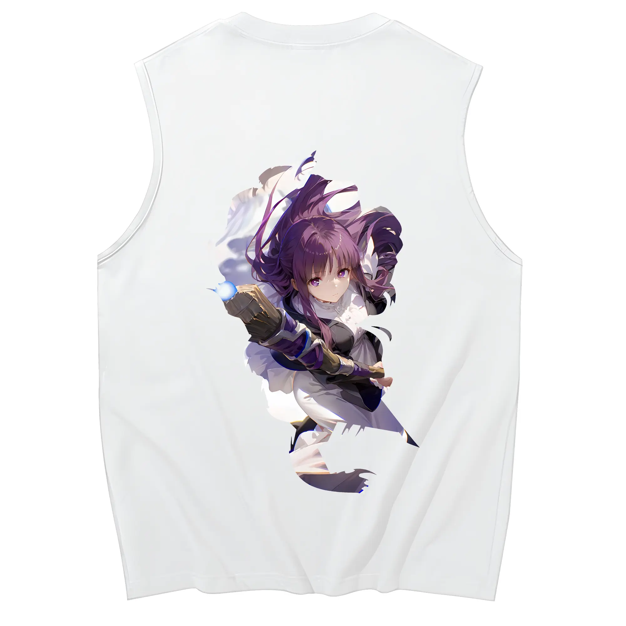 葬送のフリーレン（Frieren） グッズ,フェルン（Fern） - コットン100％ タンクトップ ・ 背面プリント ・ タイトシルエット ・ 快適 通気性 ・ スポーツ カジュアル 散歩用