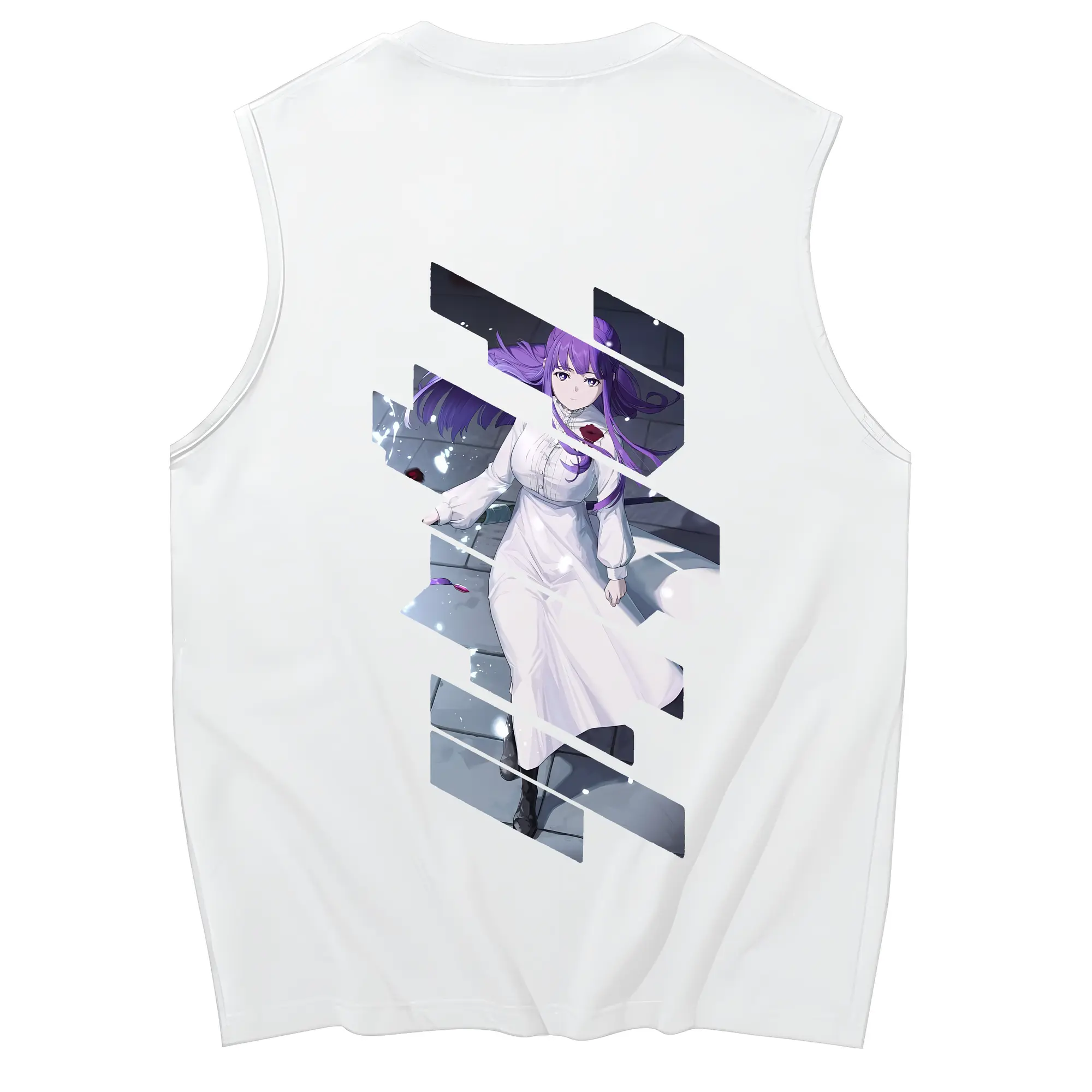 葬送のフリーレン（Frieren） グッズ,フェルン（Fern） - コットン100％ タンクトップ ・ 背面プリント ・ タイトシルエット ・ 快適 通気性 ・ スポーツ カジュアル 散歩用