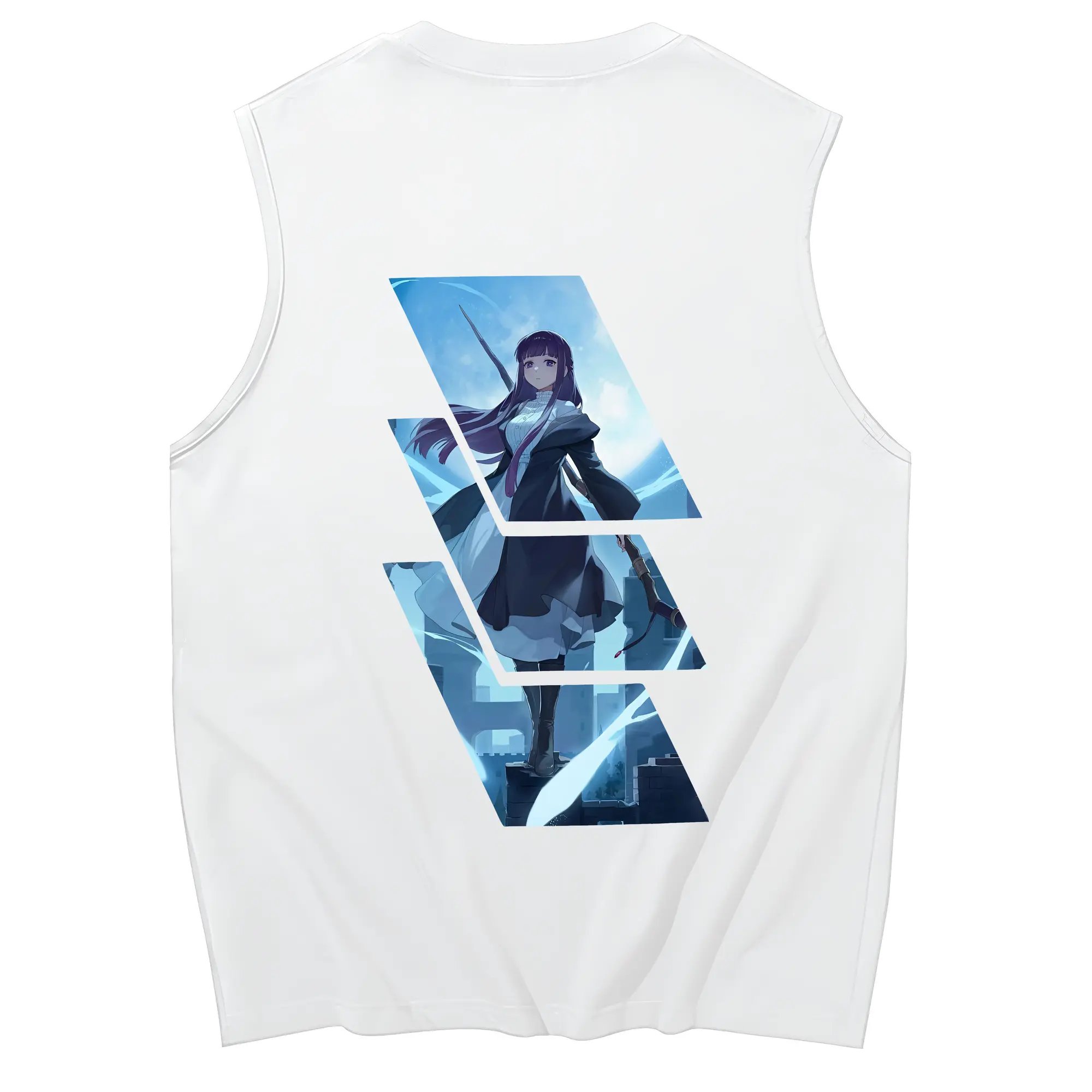 葬送のフリーレン（Frieren） グッズ,フェルン（Fern） - コットン100％ タンクトップ ・ 背面プリント ・ タイトシルエット ・ 快適 通気性 ・ スポーツ カジュアル 散歩用