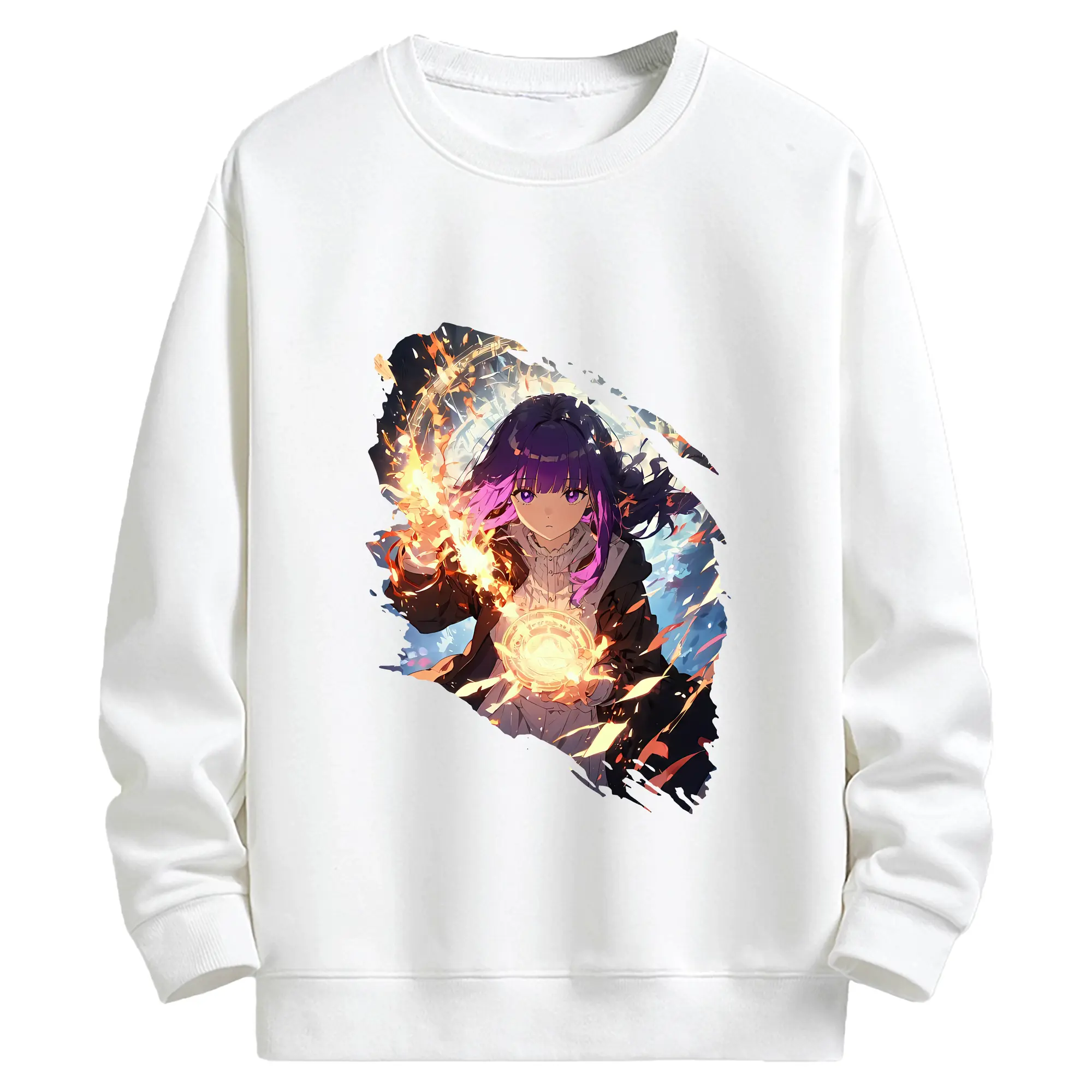 葬送のフリーレン（Frieren） グッズ,フェルン（Fern） - 高品質 クルーネック スウェット ・ コットン59％ ポリエステル41％ ・ ユニセックス 長袖 トレーナー ・ カジュアル デイリー スポーツ 散歩用