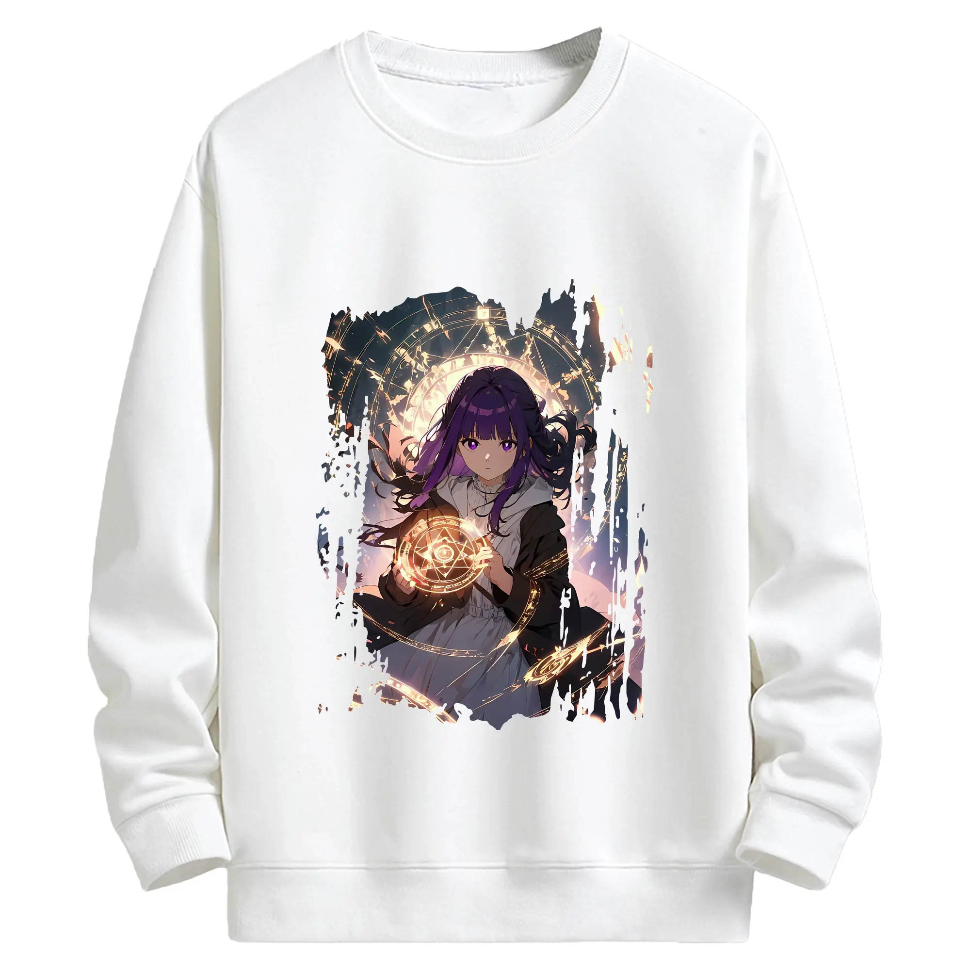 葬送のフリーレン（Frieren） グッズ,フェルン（Fern） - 高品質 クルーネック スウェット ・ コットン59％ ポリエステル41％ ・ ユニセックス 長袖 トレーナー ・ カジュアル デイリー スポーツ 散歩用