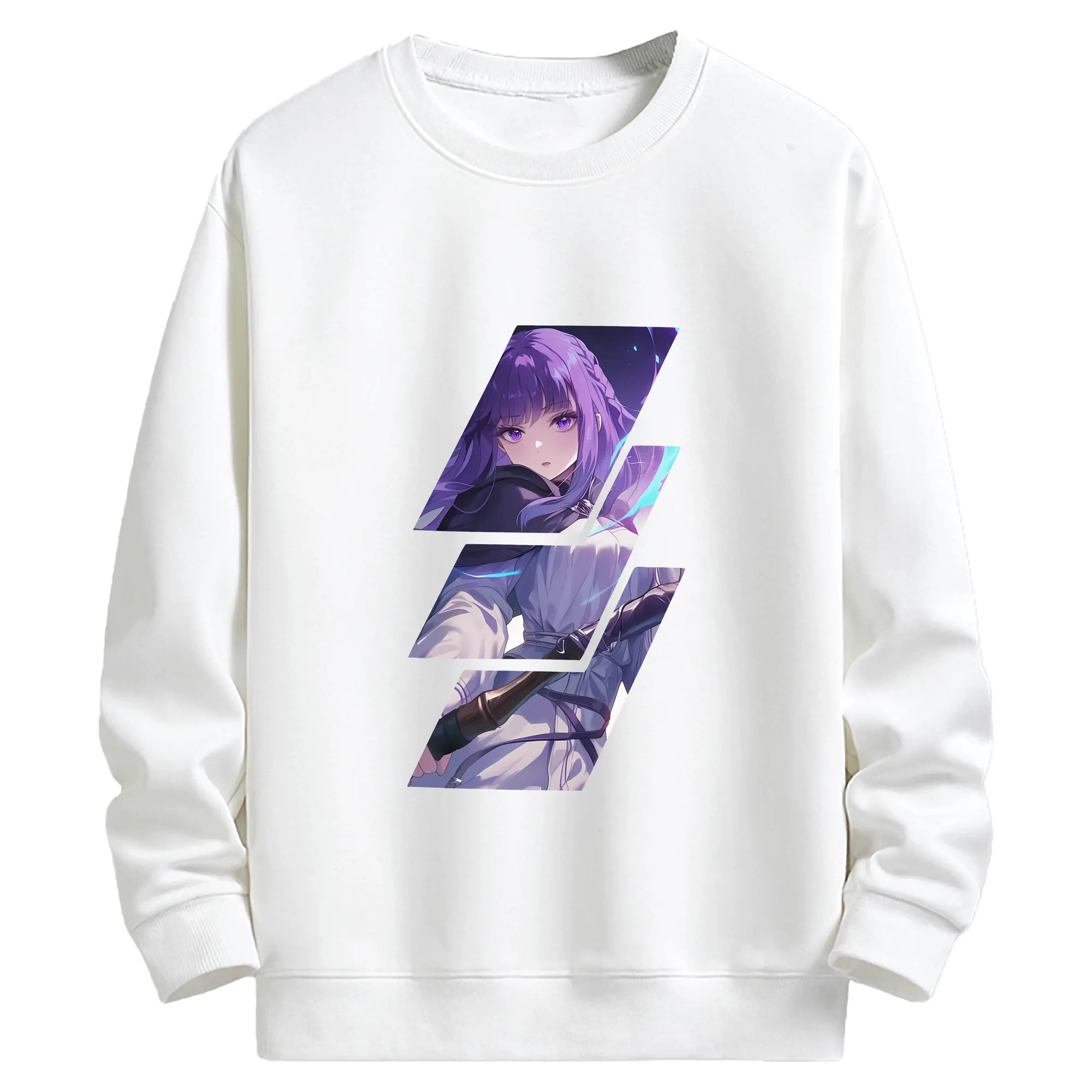 葬送のフリーレン（Frieren） グッズ,フェルン（Fern） - 高品質 クルーネック スウェット ・ コットン59％ ポリエステル41％ ・ ユニセックス 長袖 トレーナー ・ カジュアル デイリー スポーツ 散歩用